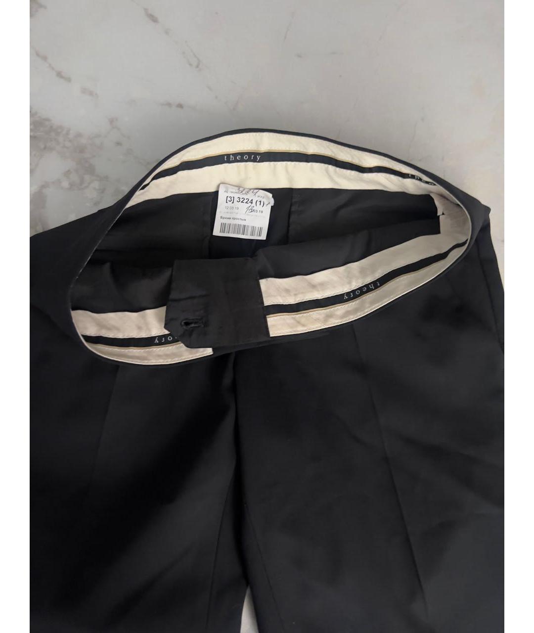 THEORY Черные полиэстеровые прямые брюки, фото 4
