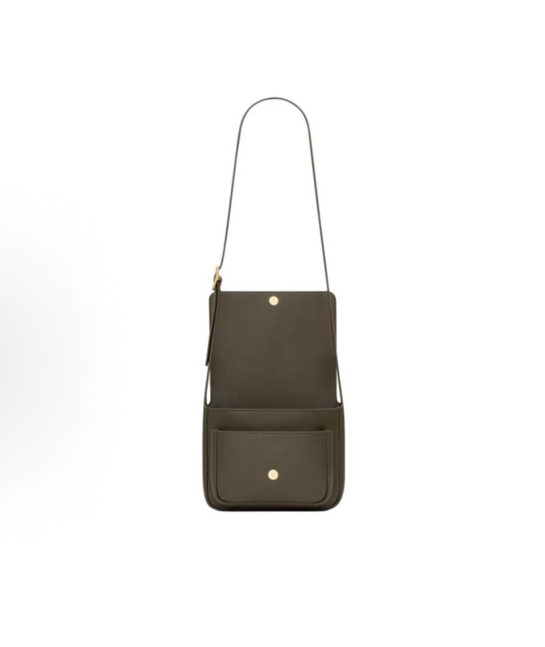 SAINT LAURENT Хаки кожаная сумка через плечо, фото 3