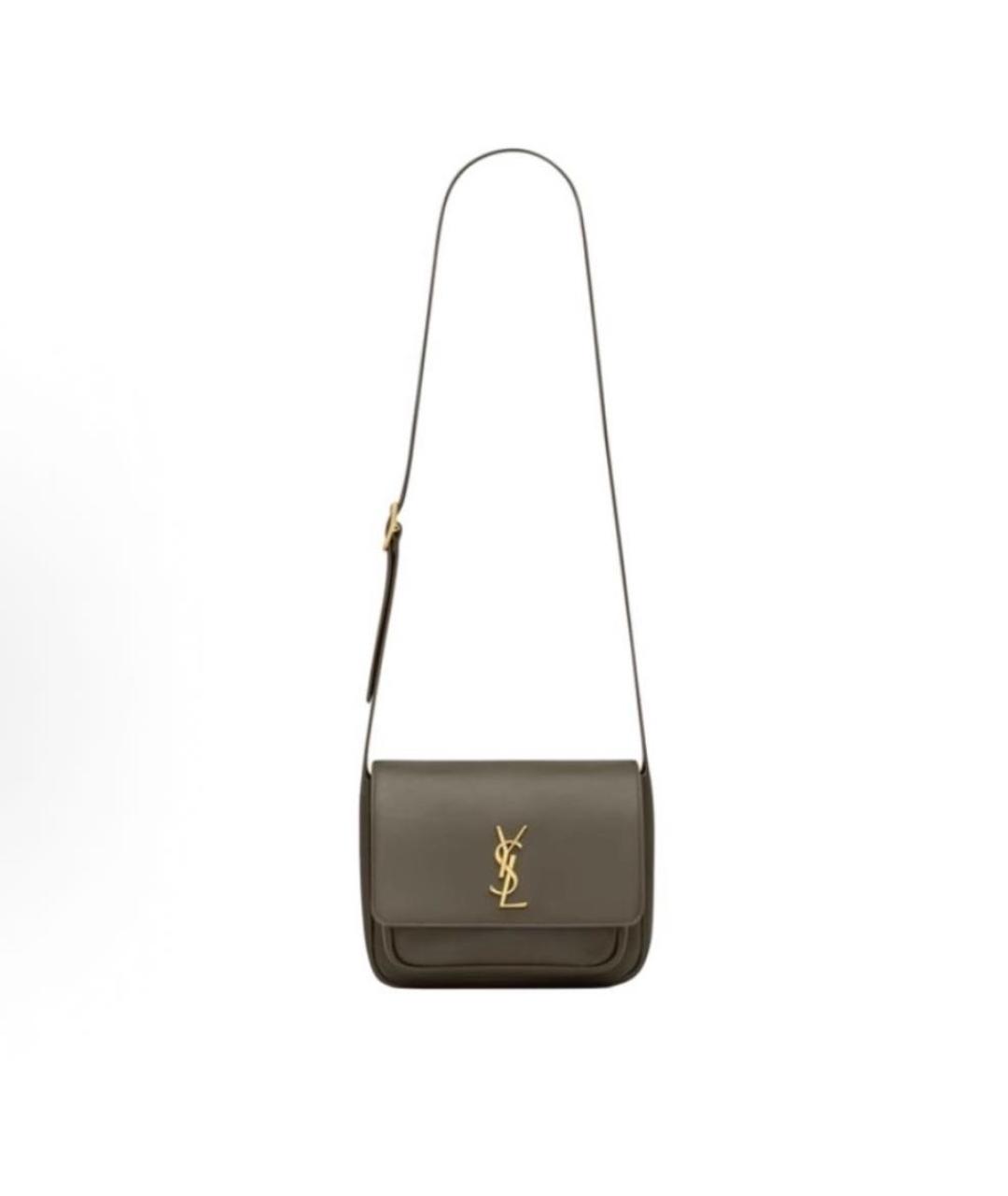 SAINT LAURENT Хаки кожаная сумка через плечо, фото 9