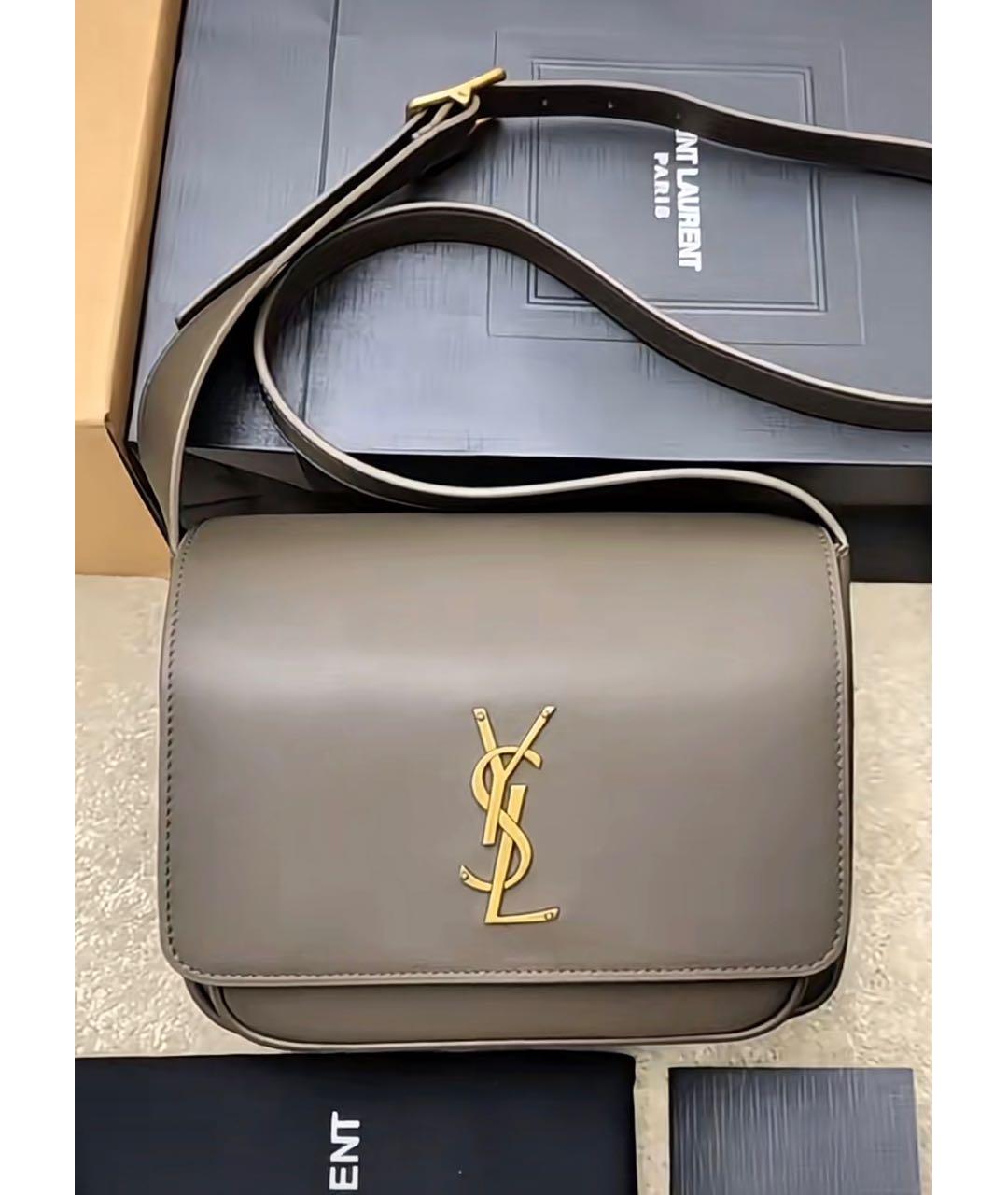 SAINT LAURENT Хаки кожаная сумка через плечо, фото 6