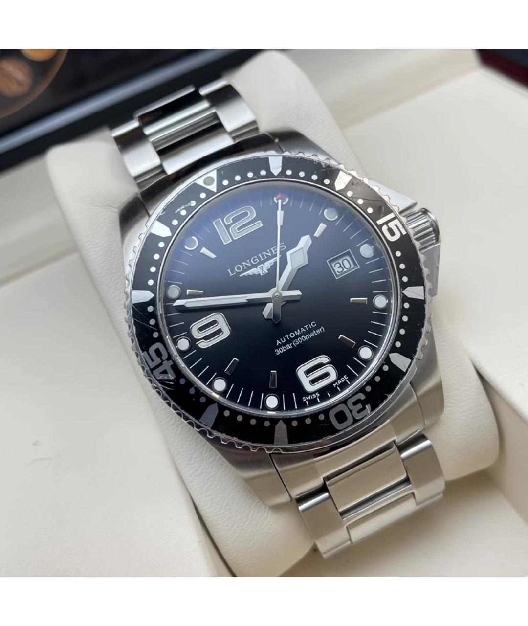 LONGINES Черные металлические часы, фото 3