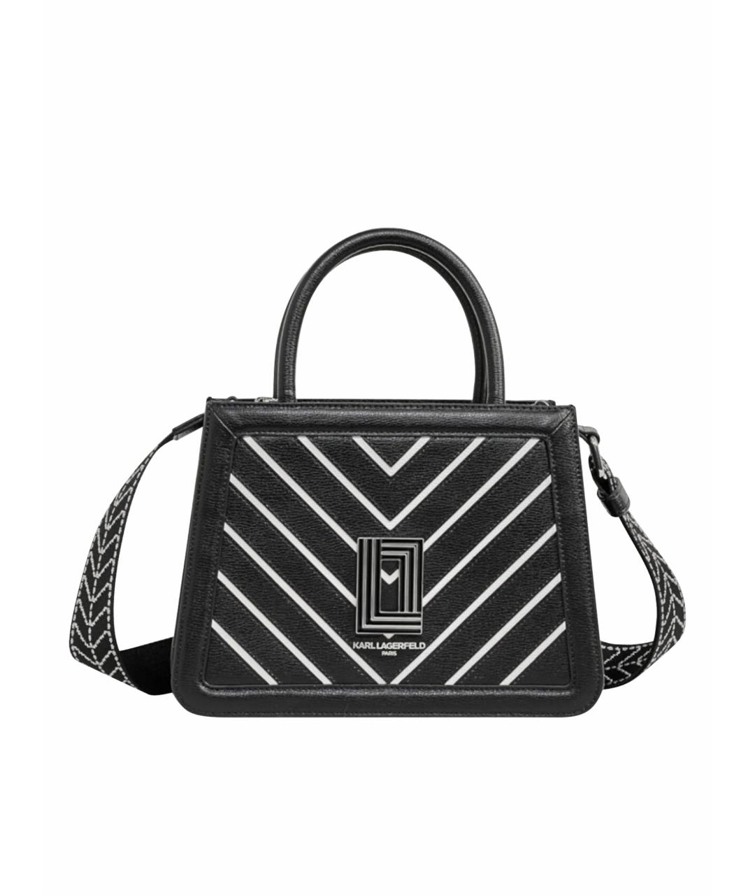 KARL LAGERFELD Черная кожаная сумка через плечо, фото 1