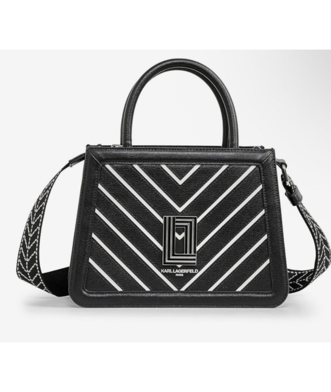 KARL LAGERFELD Черная кожаная сумка через плечо, фото 5