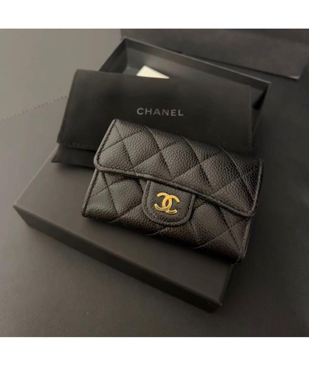 CHANEL Черный кожаный кошелек, фото 2
