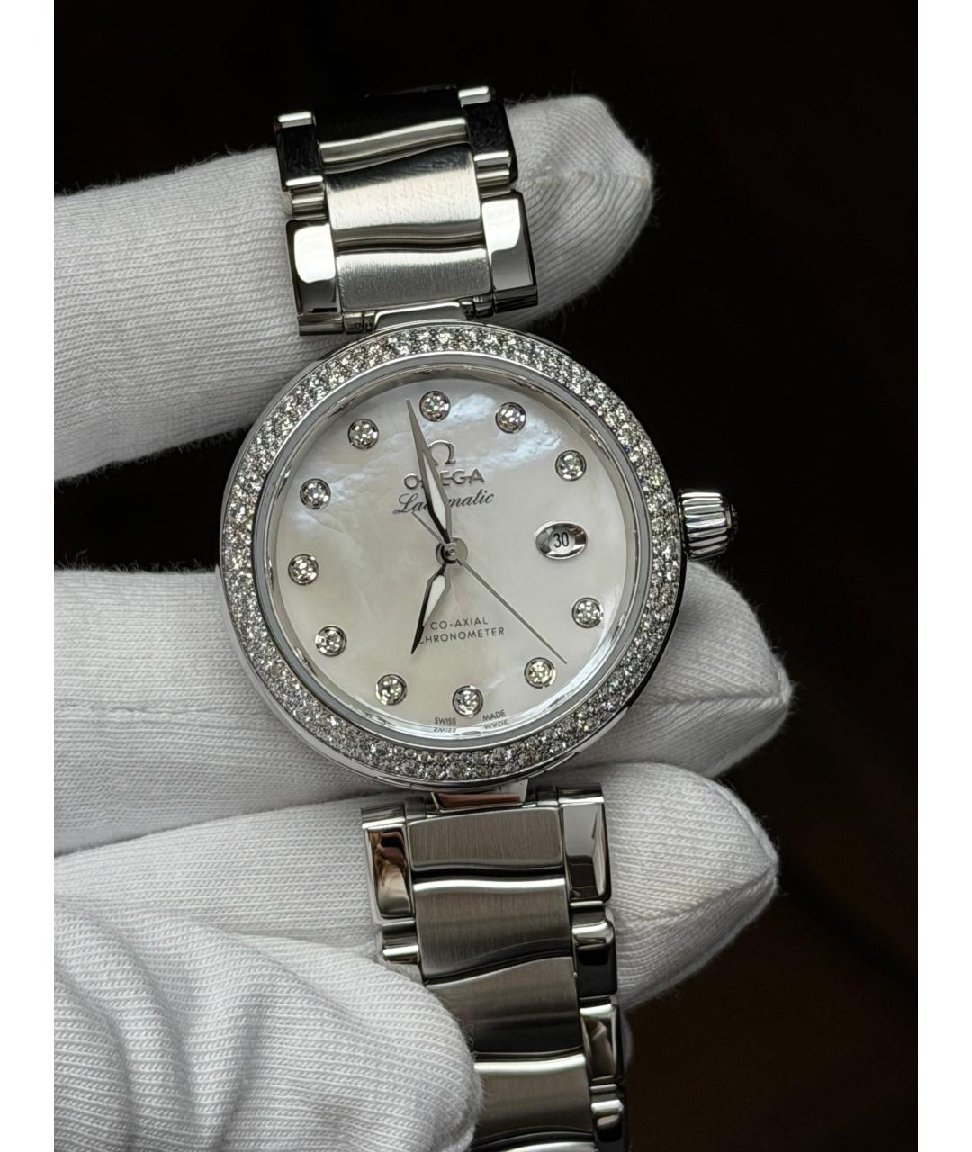 OMEGA Белые часы, фото 2