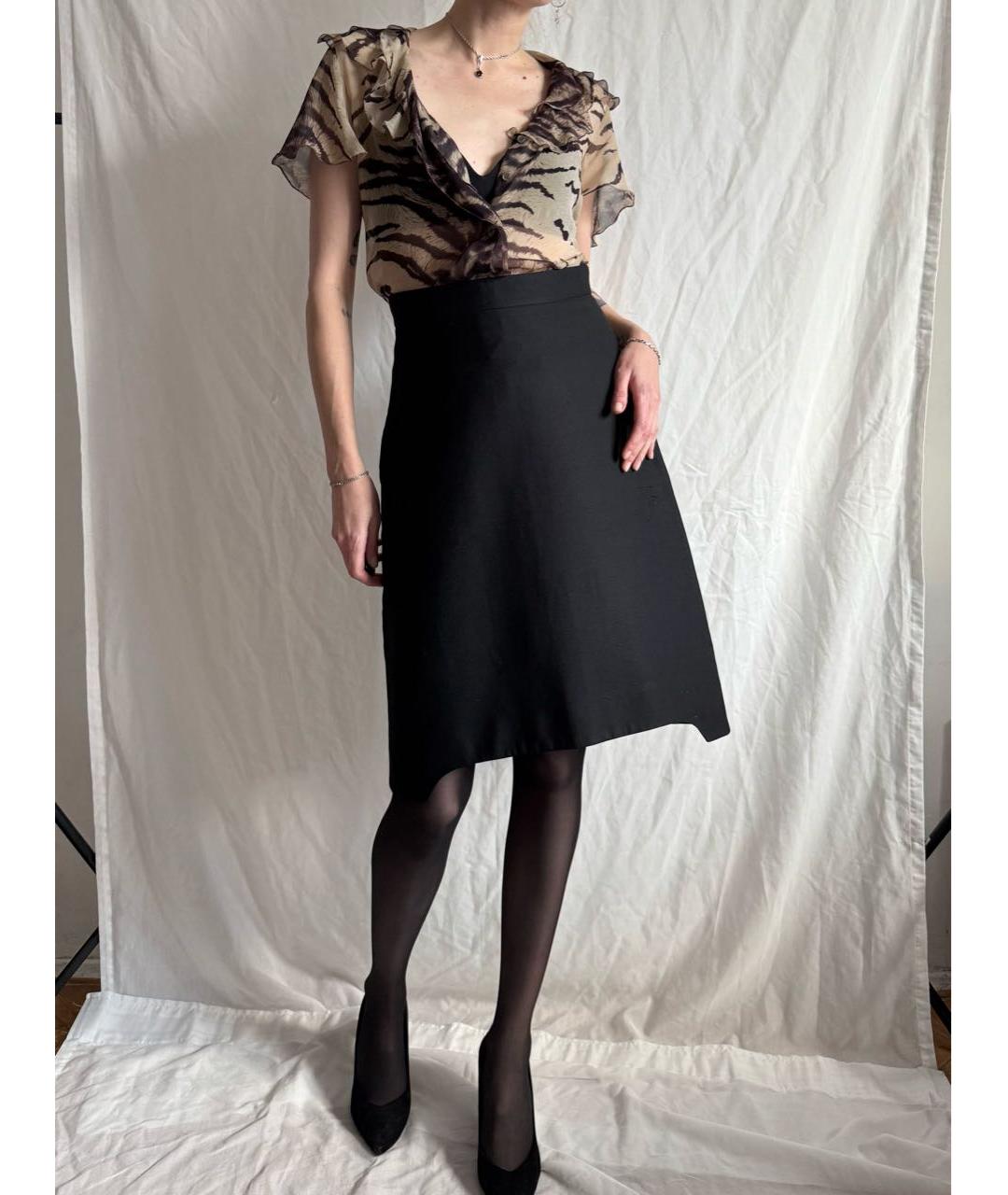 YVES SAINT LAURENT BEAUTY Черная шерстяная юбка миди, фото 6