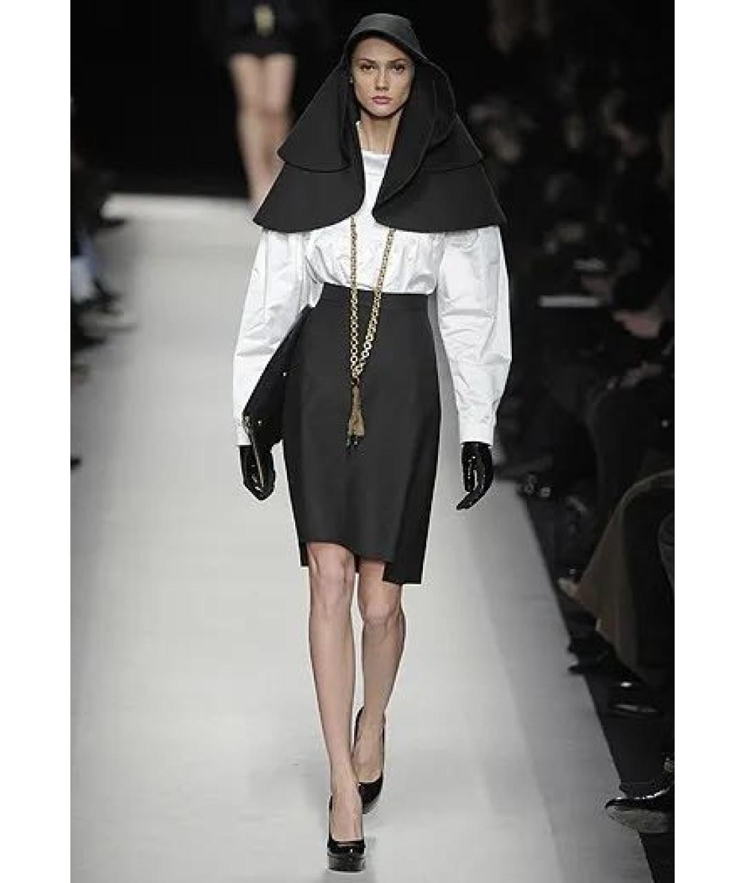 YVES SAINT LAURENT BEAUTY Черная шерстяная юбка миди, фото 7