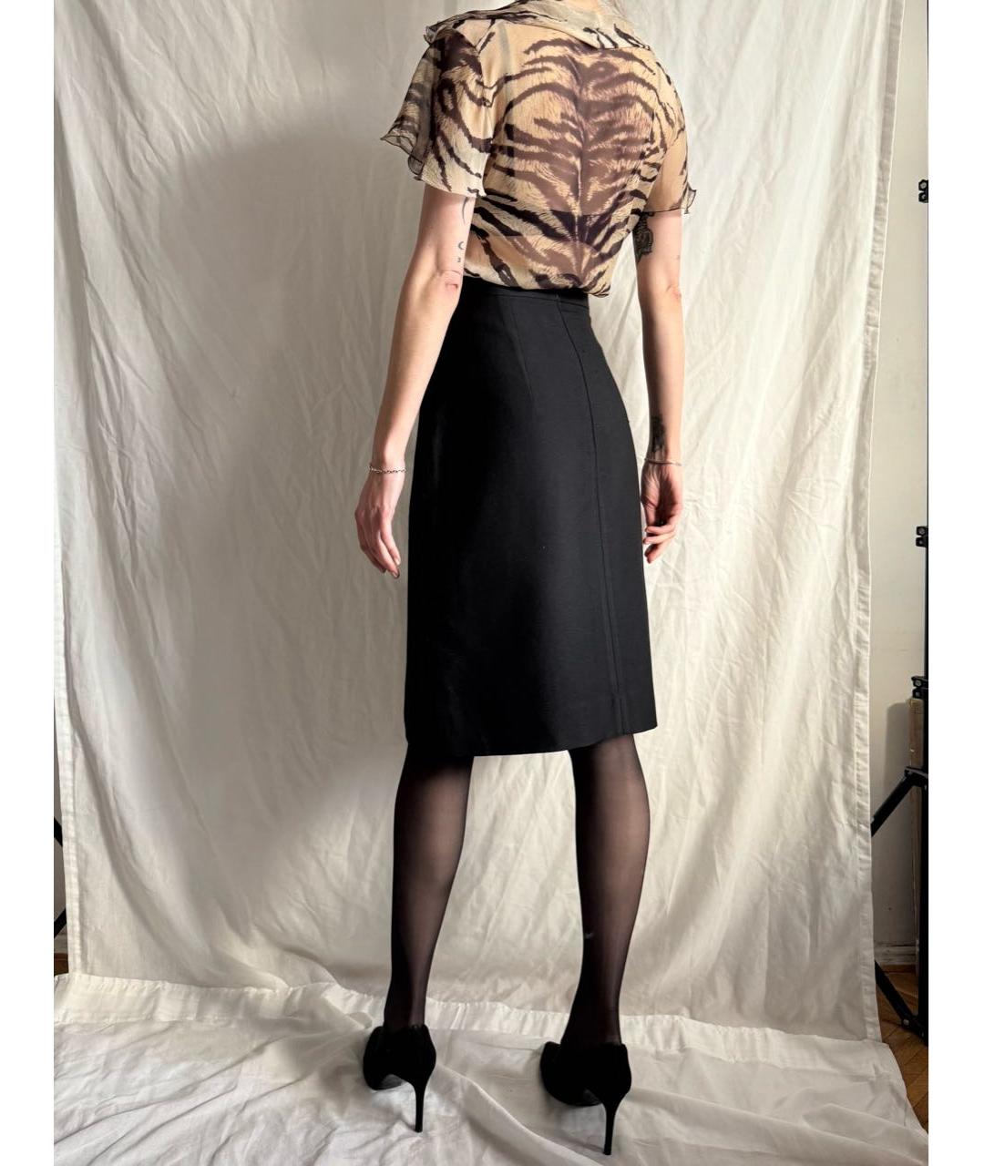 YVES SAINT LAURENT BEAUTY Черная шерстяная юбка миди, фото 5