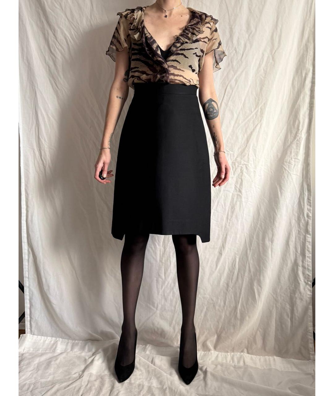 YVES SAINT LAURENT BEAUTY Черная шерстяная юбка миди, фото 4