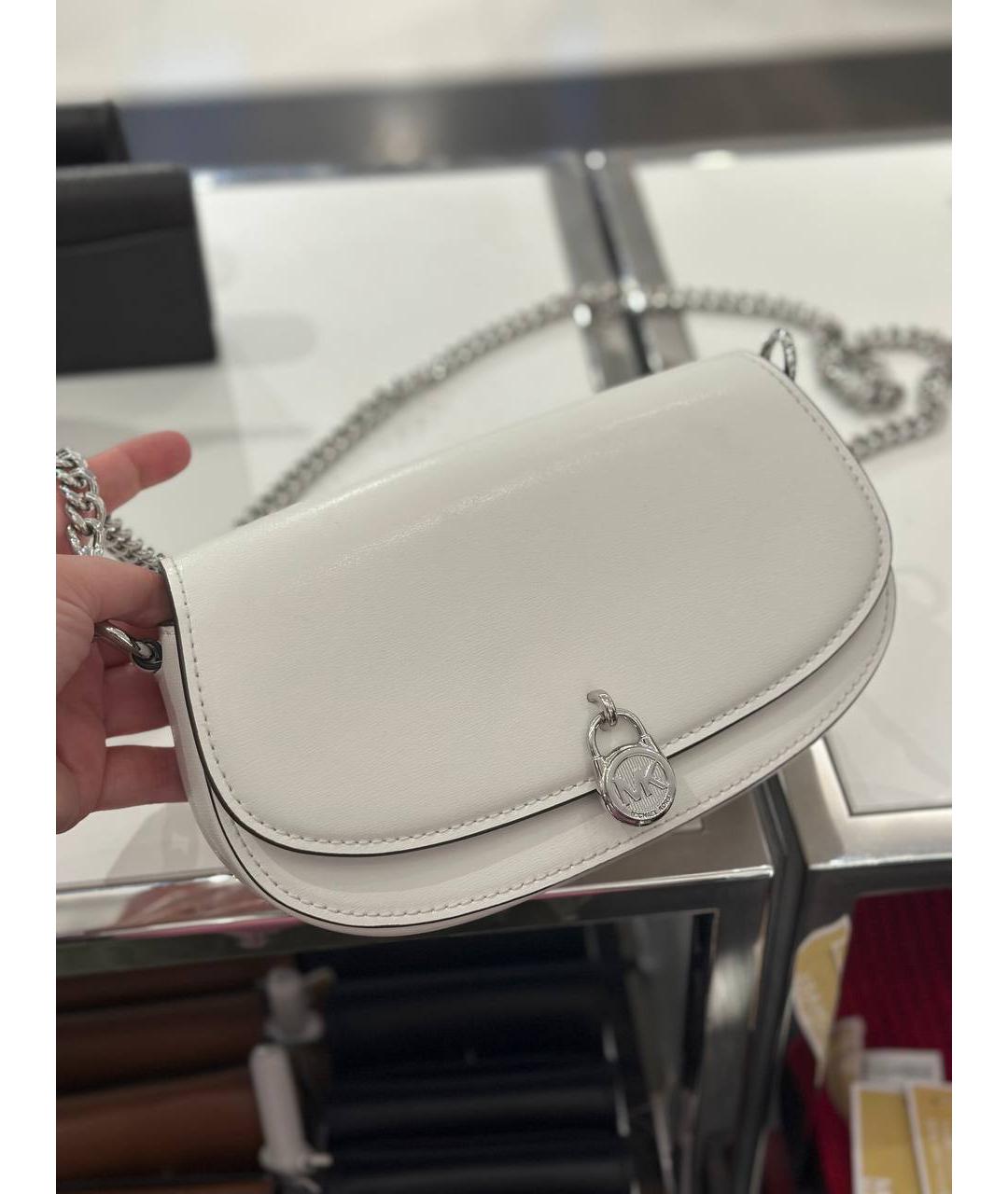 MICHAEL KORS Белая кожаная сумка через плечо, фото 5