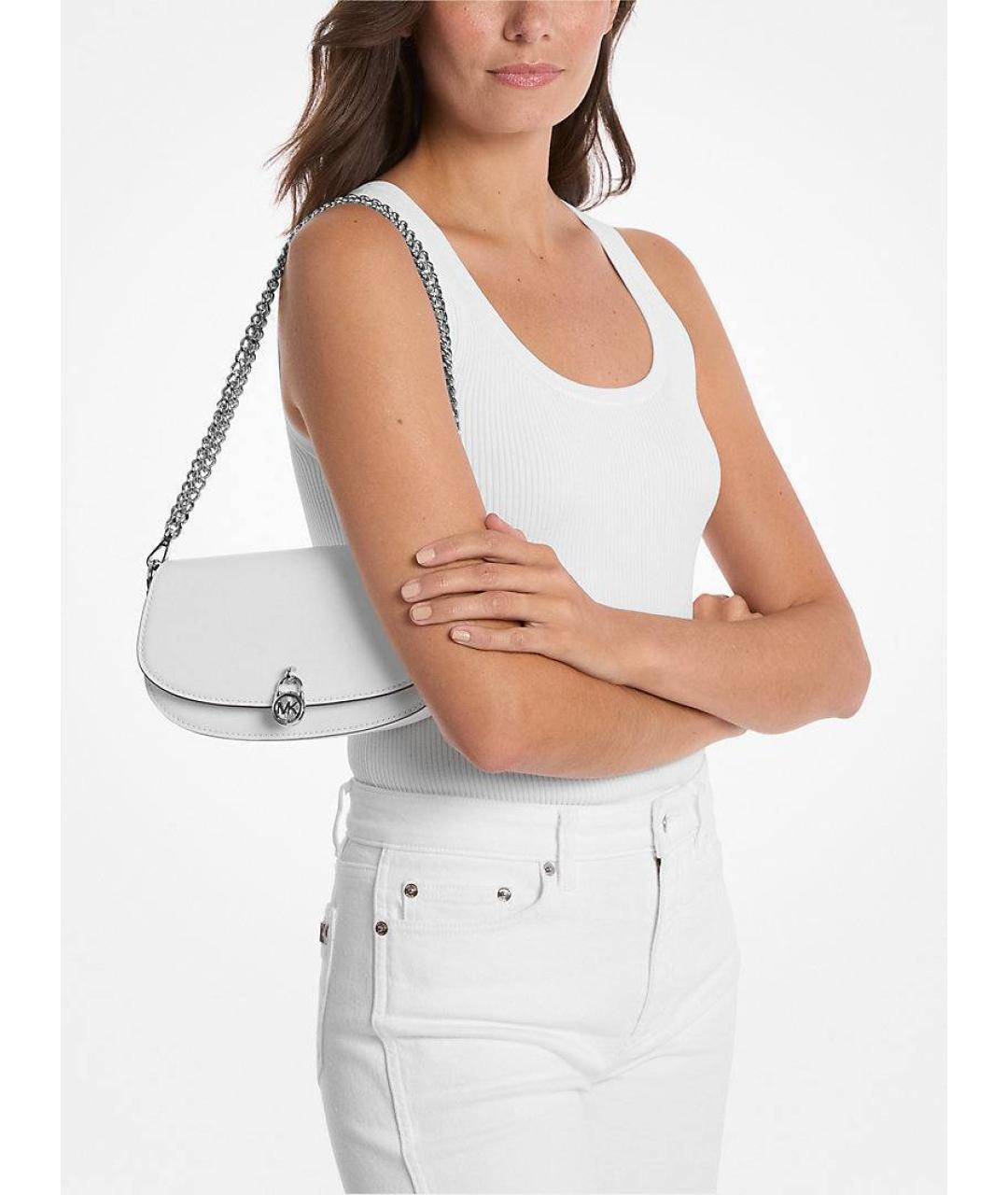 MICHAEL KORS Белая кожаная сумка через плечо, фото 3