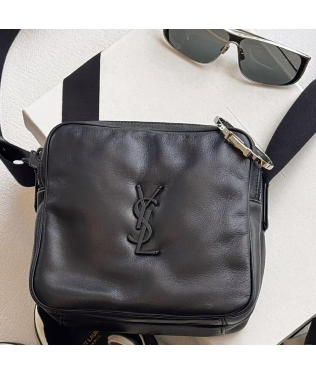 SAINT LAURENT Черная кожаная сумка на плечо, фото 8