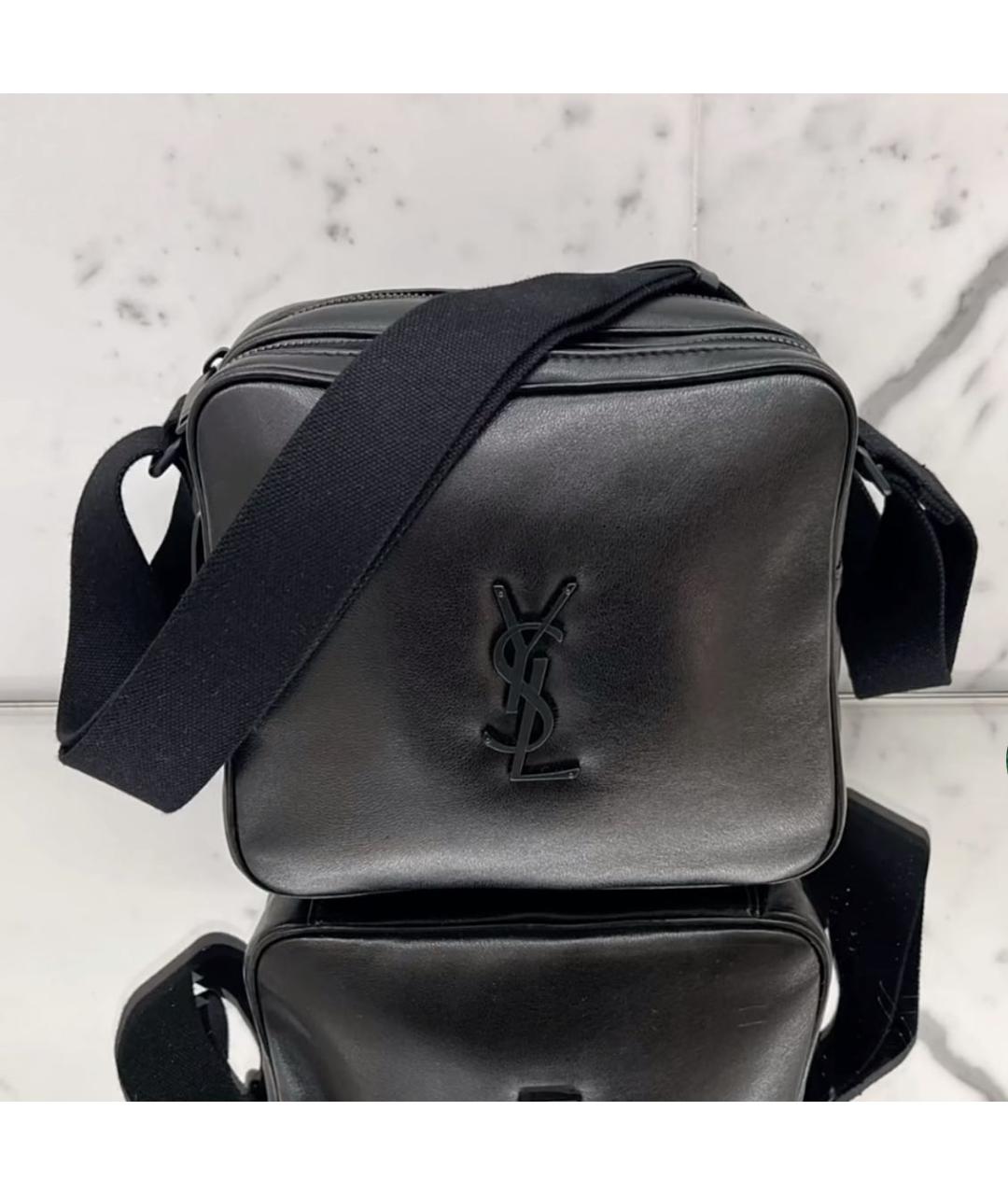 SAINT LAURENT Черная кожаная сумка на плечо, фото 5