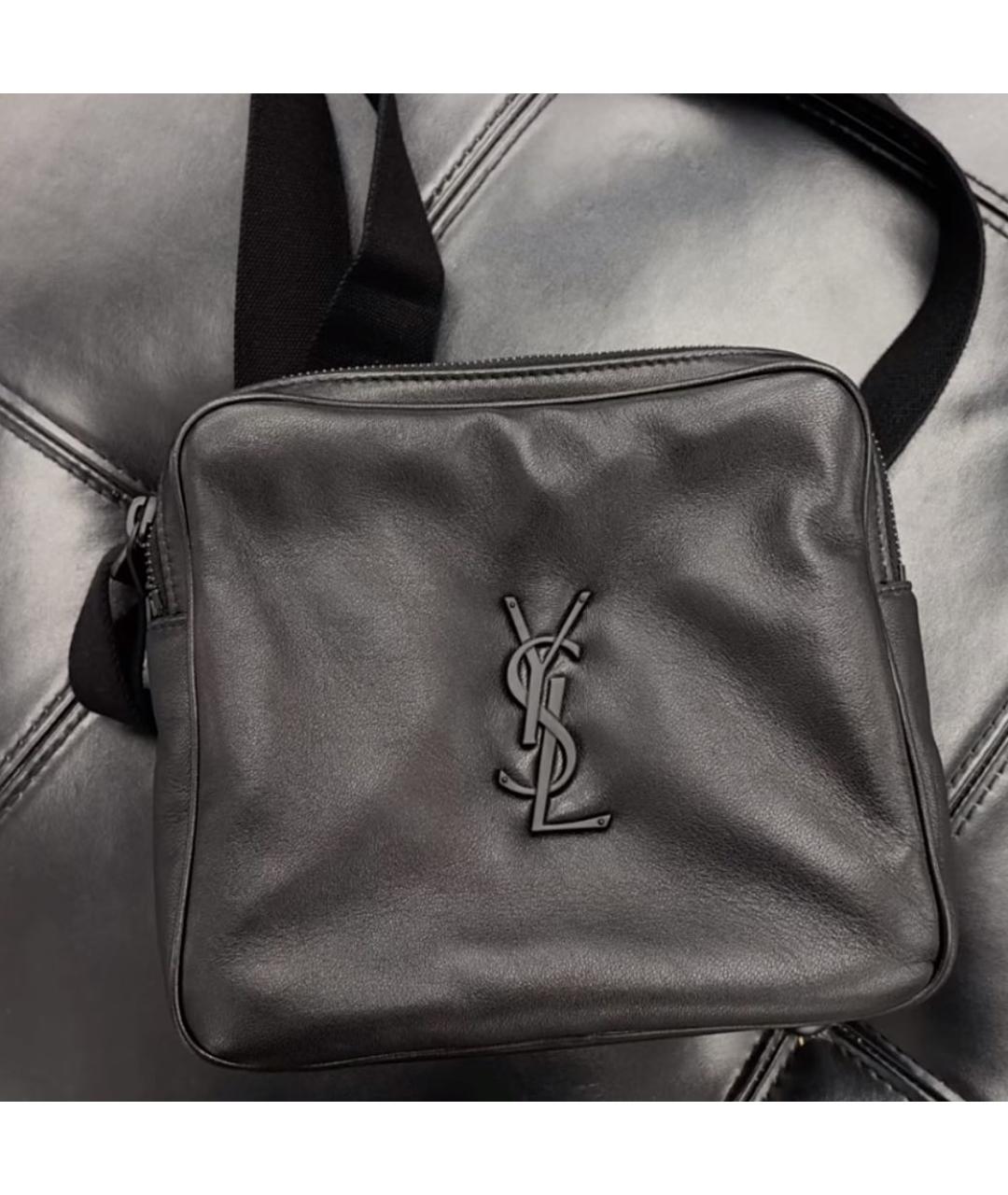 SAINT LAURENT Черная кожаная сумка на плечо, фото 6