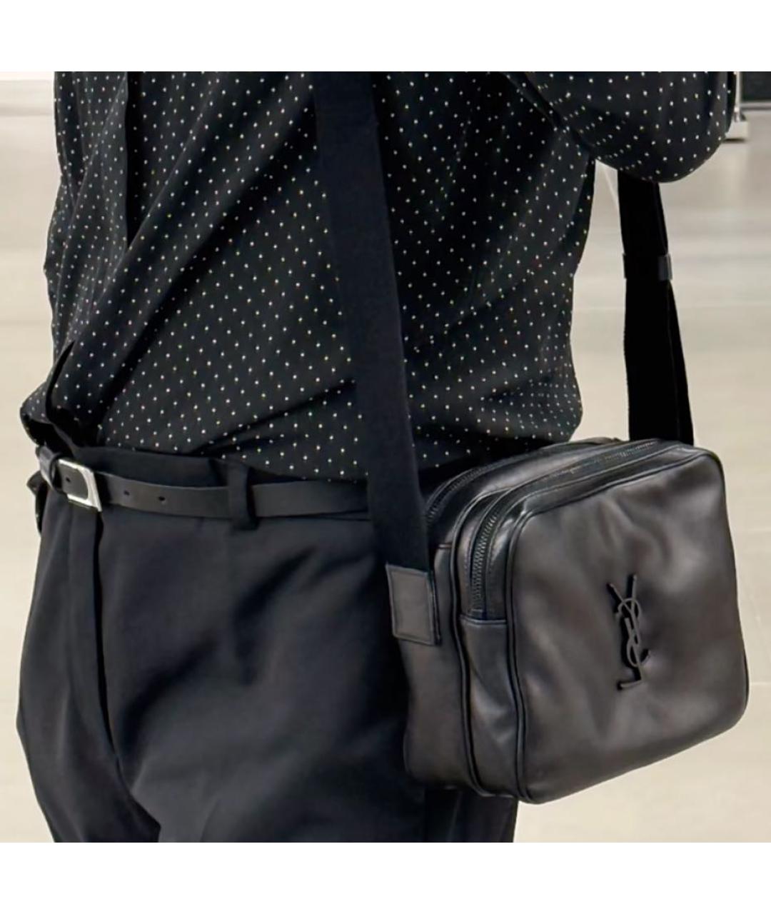 SAINT LAURENT Черная кожаная сумка на плечо, фото 4