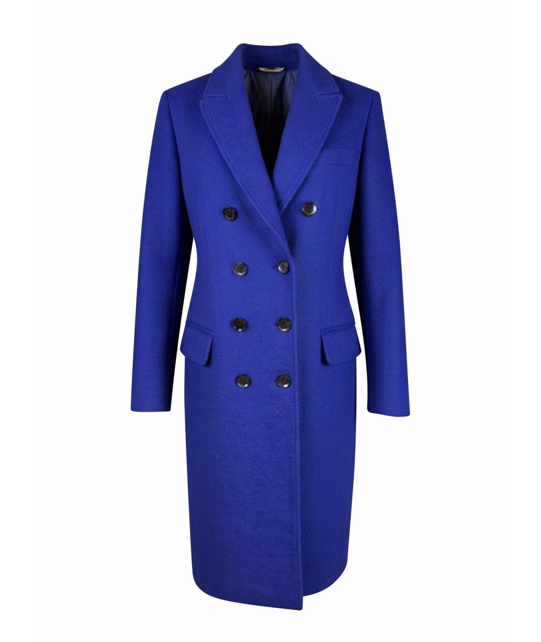 BURBERRY Синее шерстяное пальто, фото 1