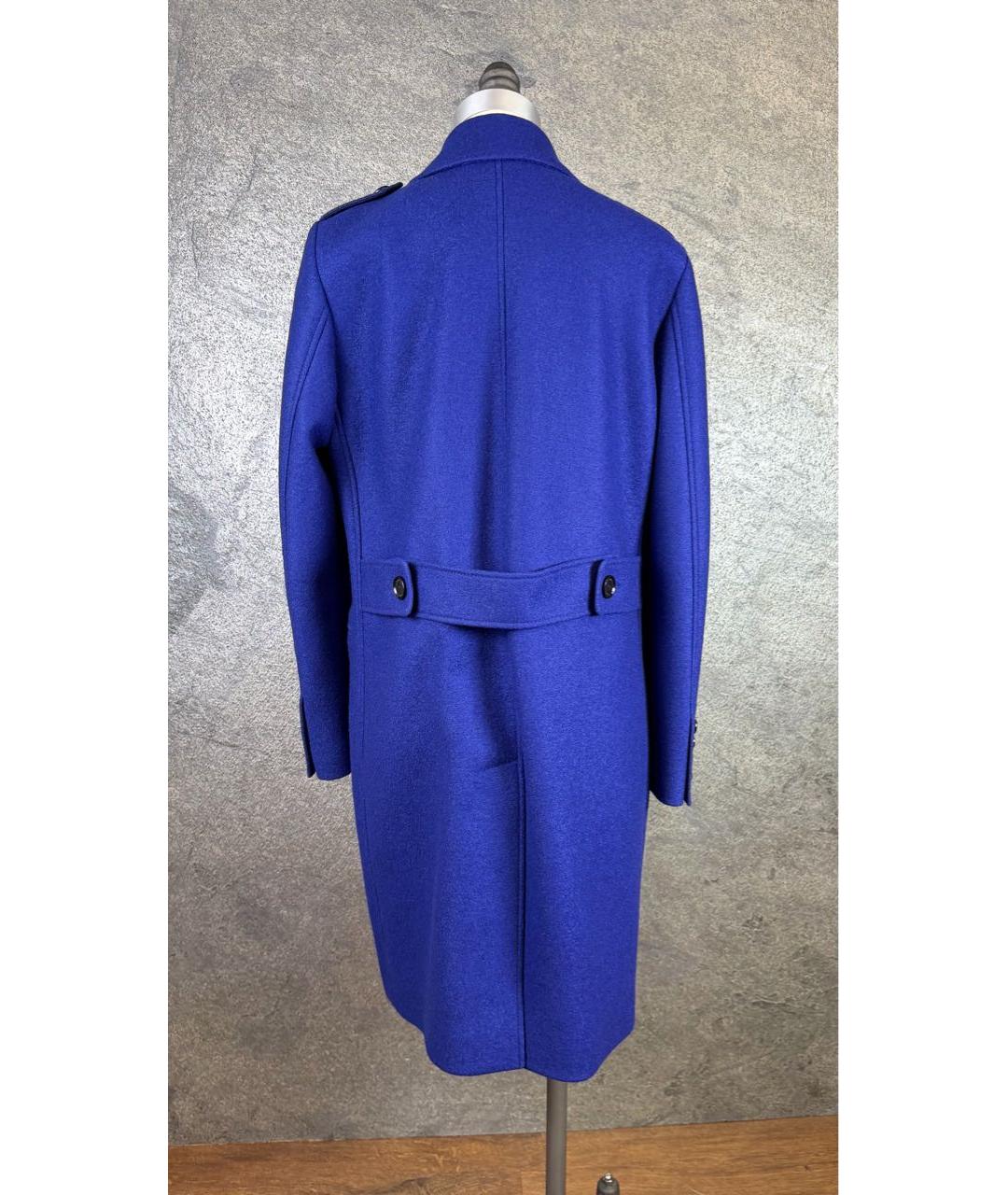 BURBERRY Синее шерстяное пальто, фото 2