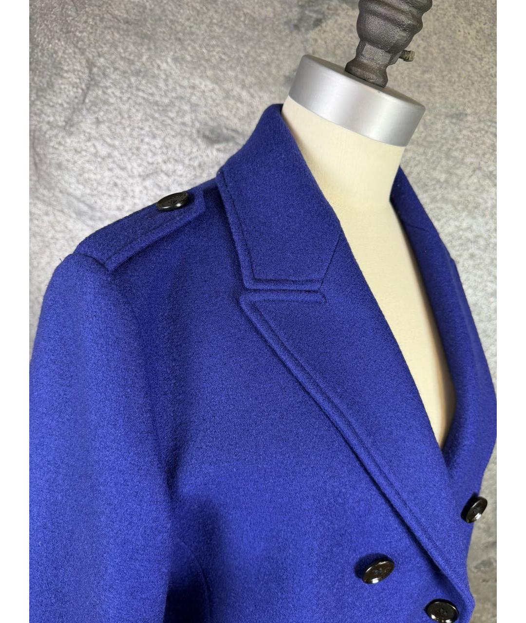 BURBERRY Синее шерстяное пальто, фото 4