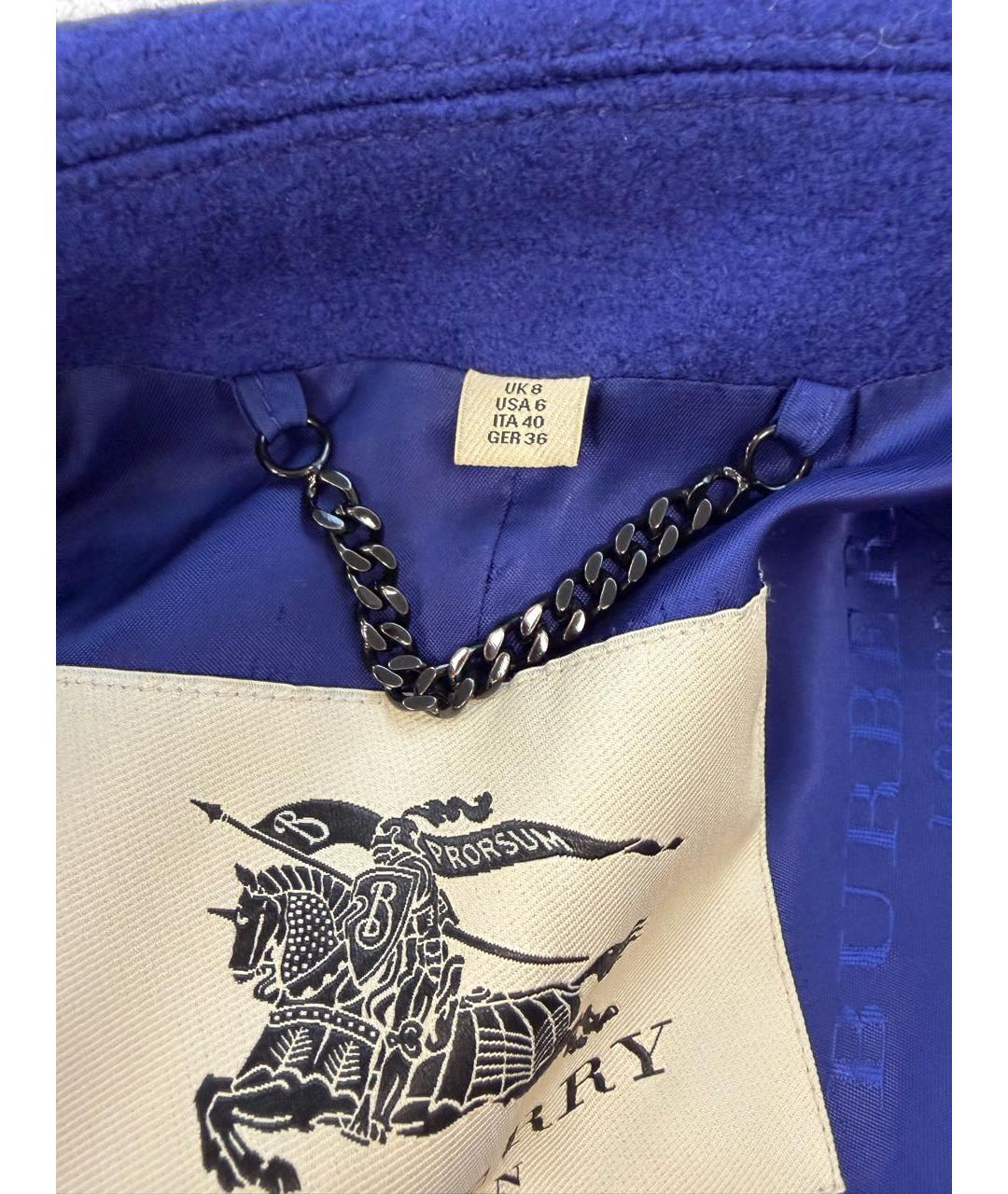 BURBERRY Синее шерстяное пальто, фото 3