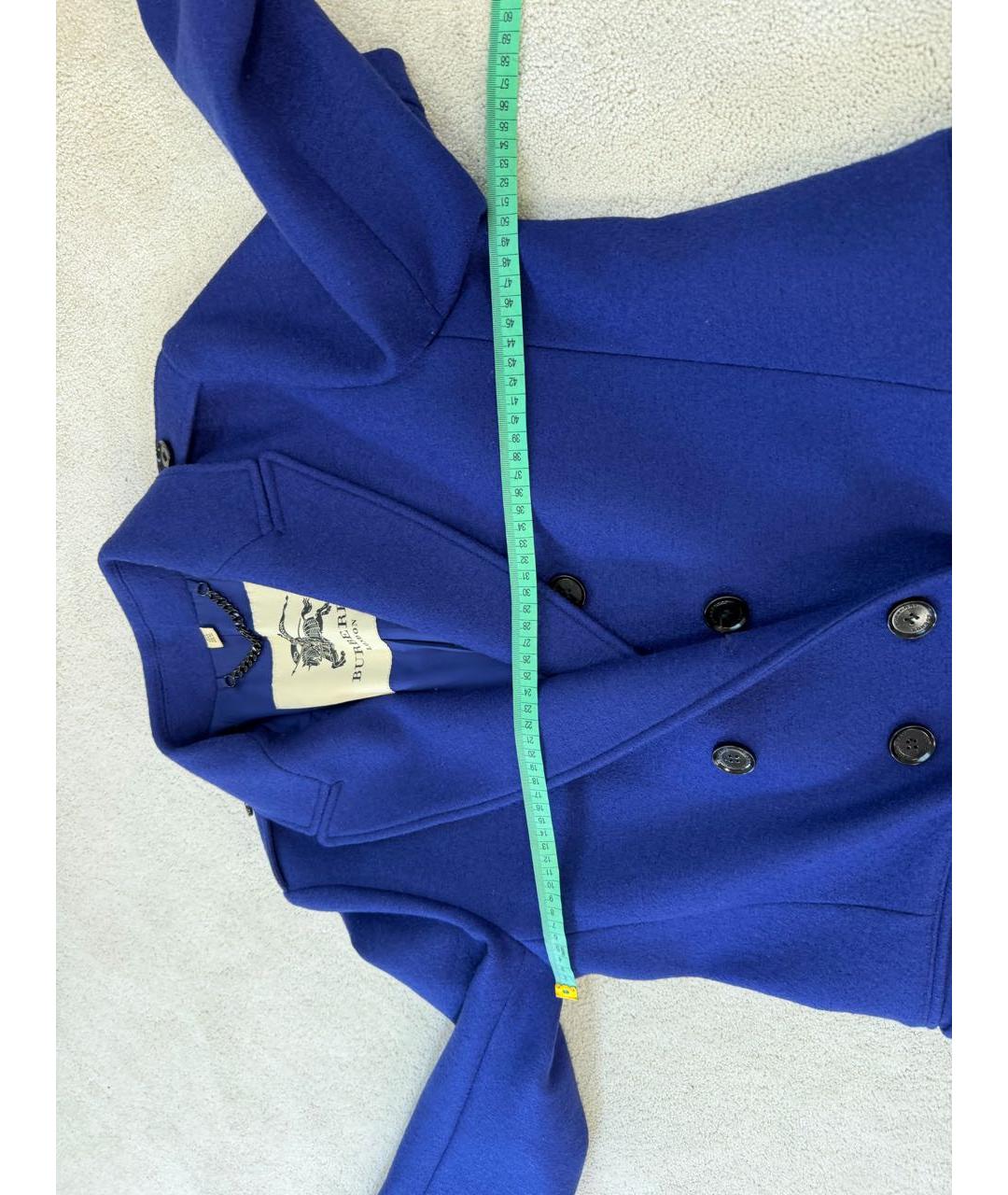 BURBERRY Синее шерстяное пальто, фото 5