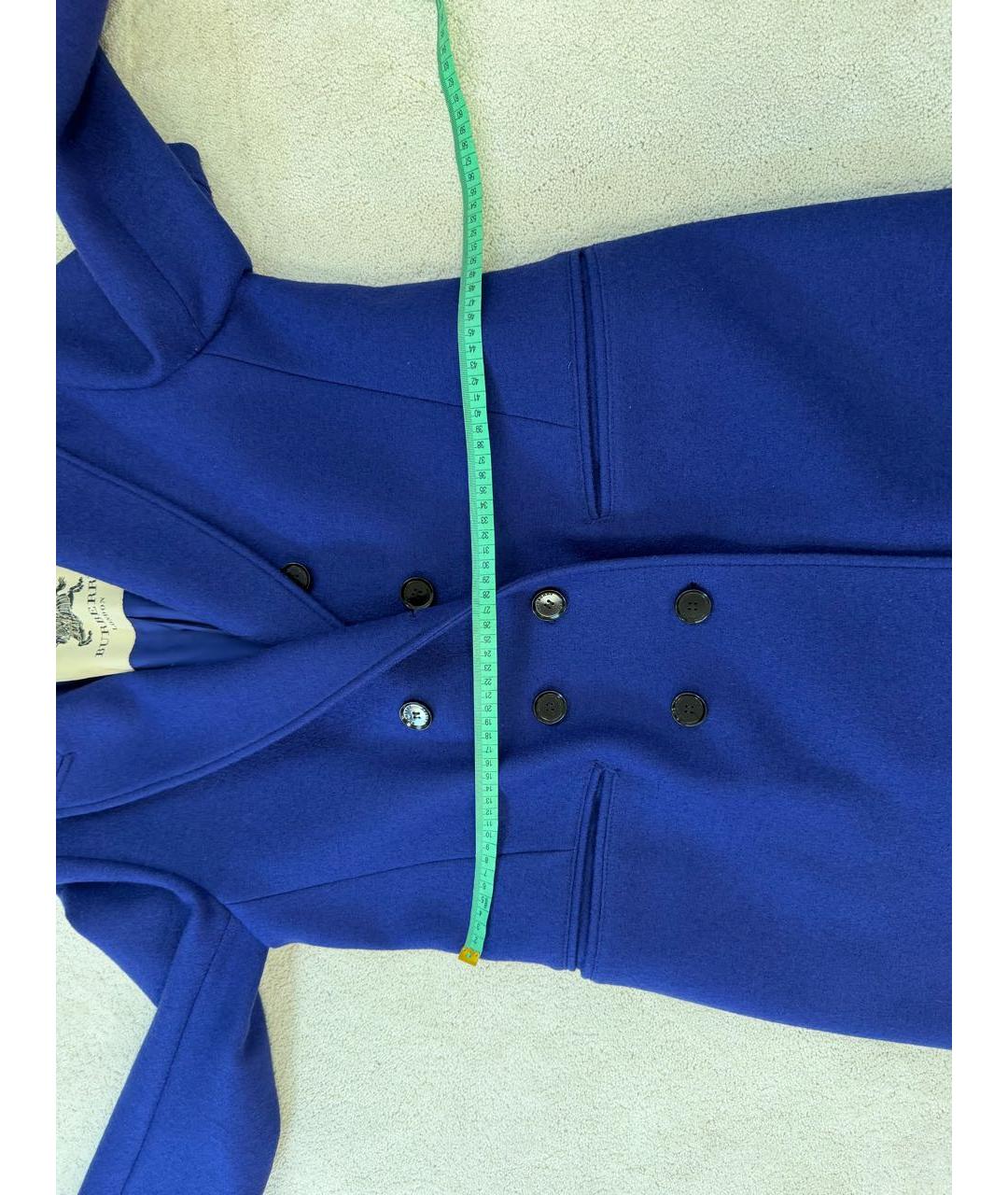 BURBERRY Синее шерстяное пальто, фото 7