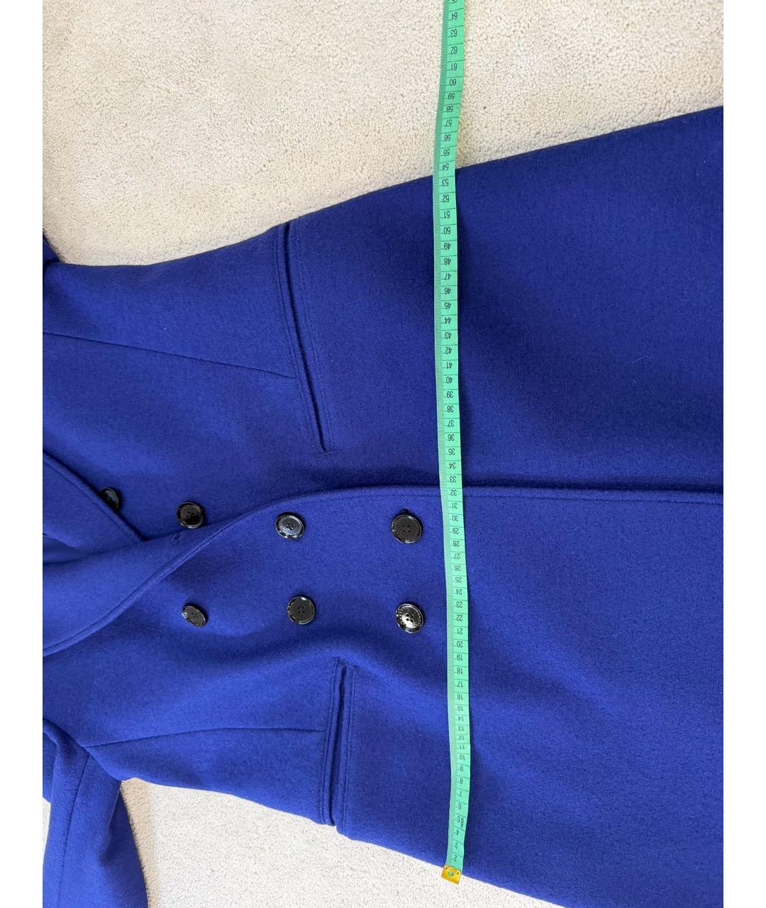 BURBERRY Синее шерстяное пальто, фото 8