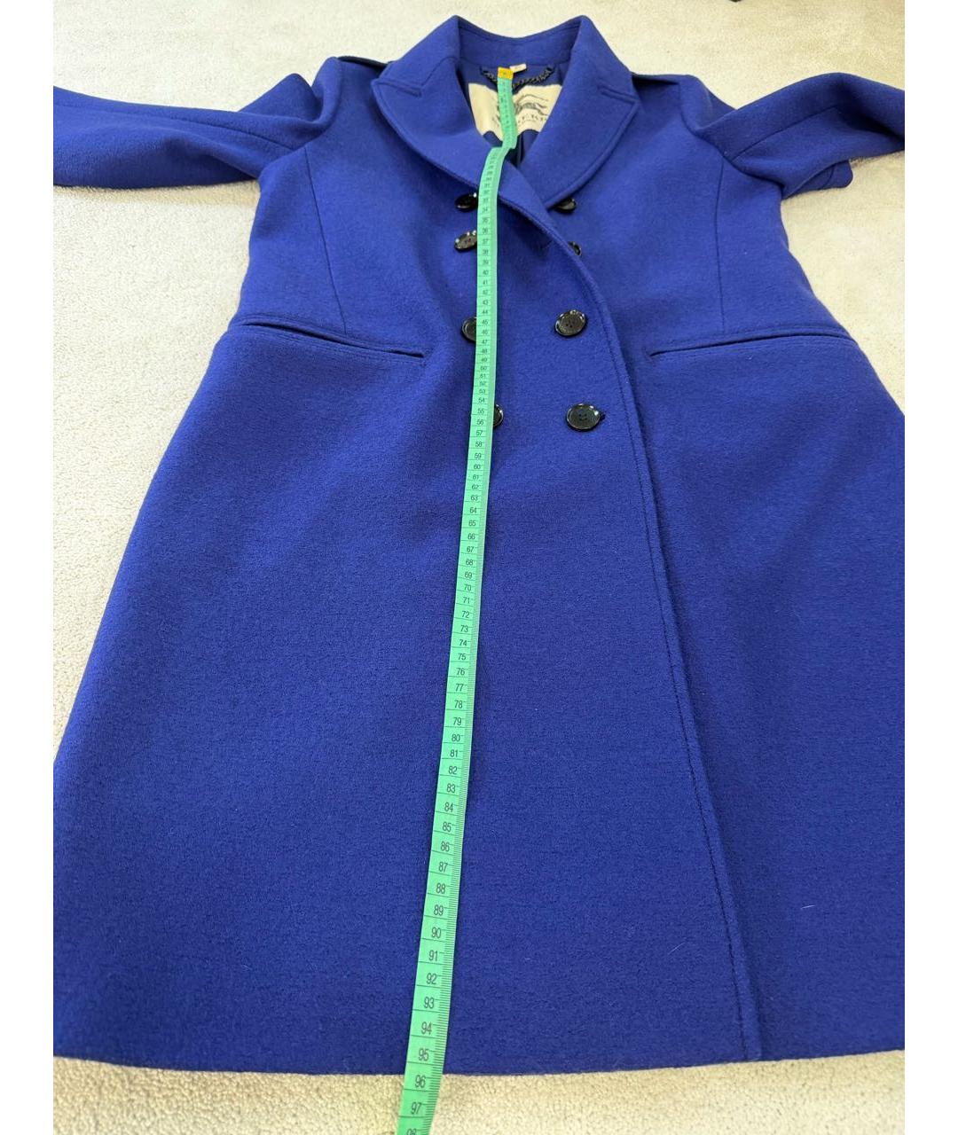 BURBERRY Синее шерстяное пальто, фото 6