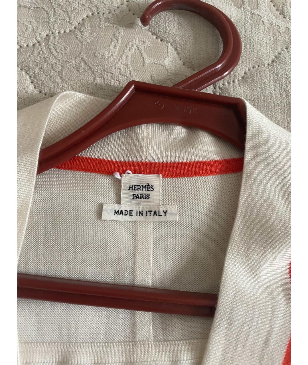 HERMES Белый шелковый кардиган, фото 3