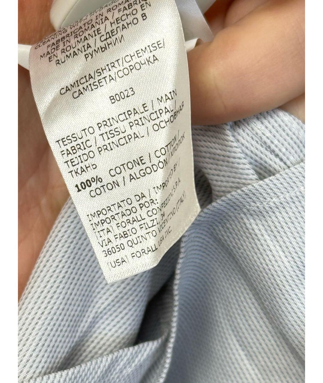 PAL ZILERI Серая хлопковая классическая рубашка, фото 5