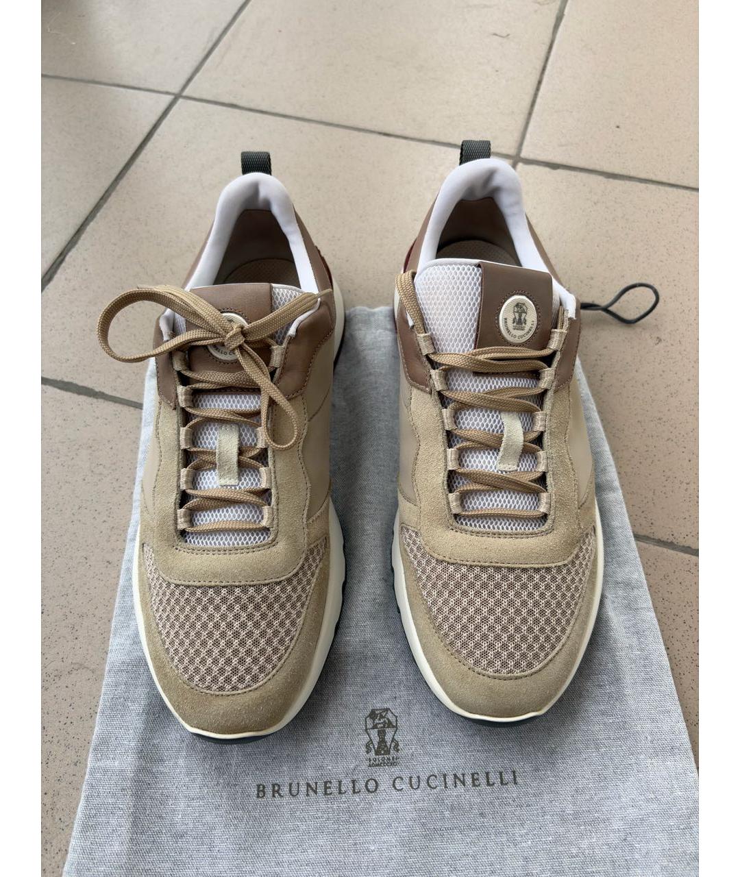 BRUNELLO CUCINELLI Бежевые замшевые низкие кроссовки / кеды, фото 2
