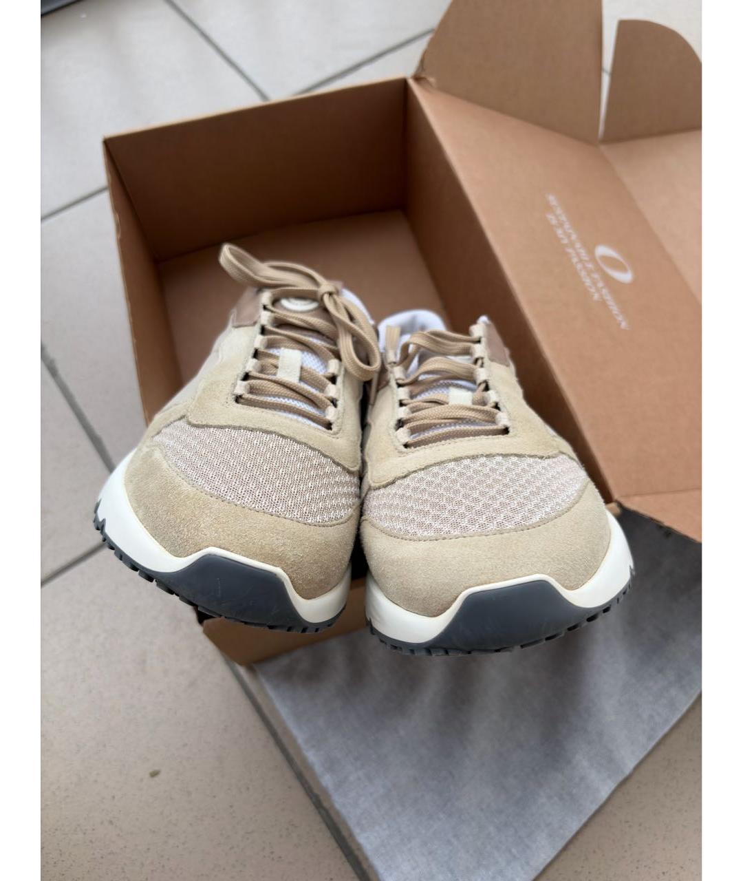 BRUNELLO CUCINELLI Бежевые замшевые низкие кроссовки / кеды, фото 7