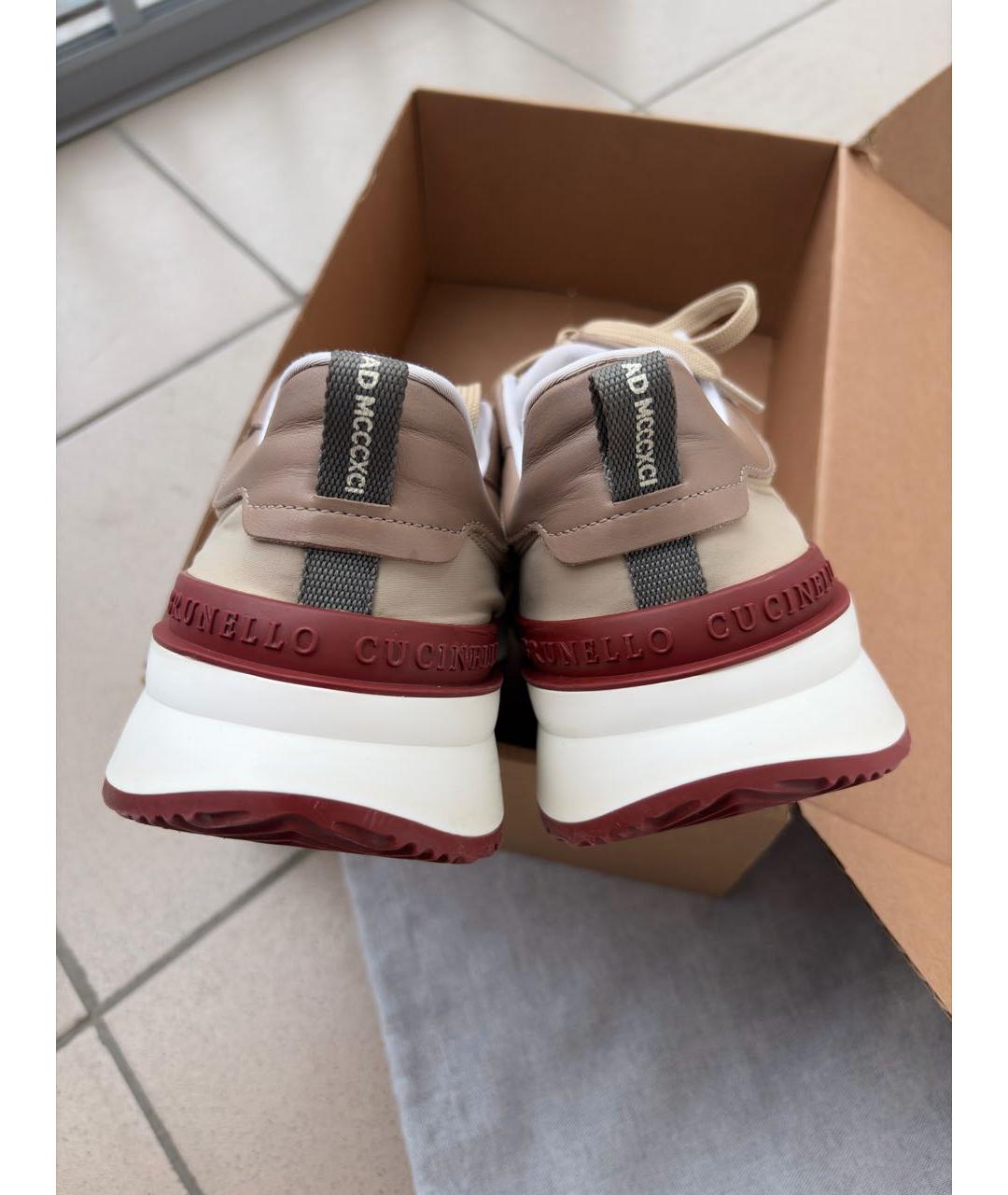 BRUNELLO CUCINELLI Бежевые замшевые низкие кроссовки / кеды, фото 4