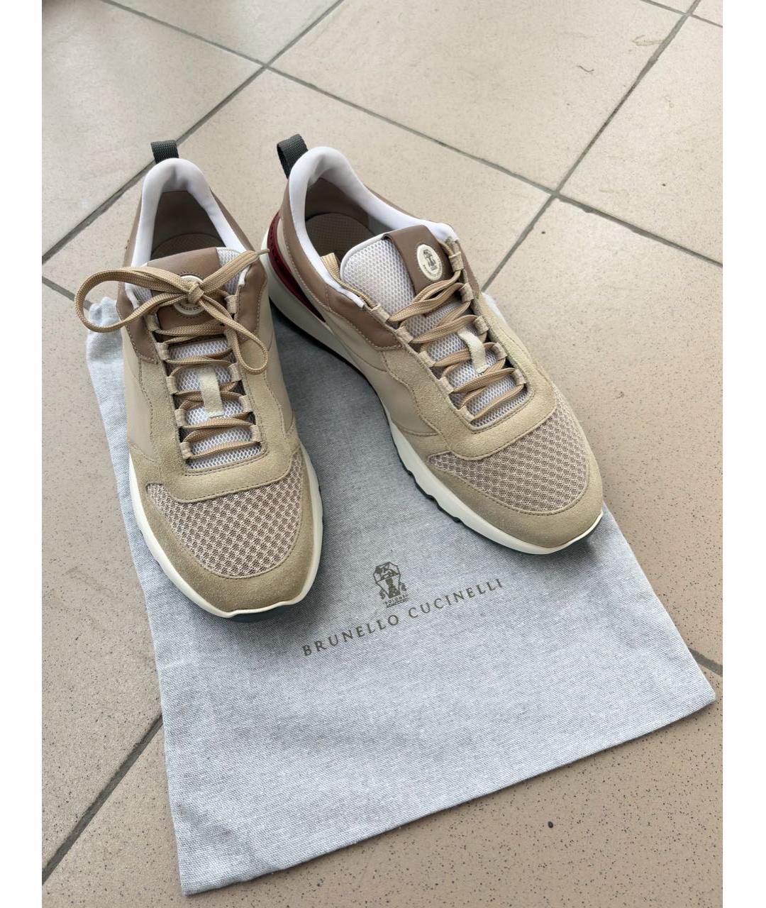 BRUNELLO CUCINELLI Бежевые замшевые низкие кроссовки / кеды, фото 5
