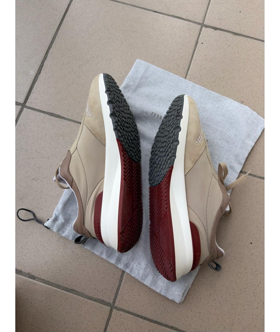 BRUNELLO CUCINELLI Бежевые замшевые низкие кроссовки / кеды, фото 8