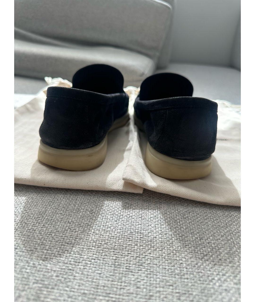 LORO PIANA Темно-синие замшевые лоферы, фото 4