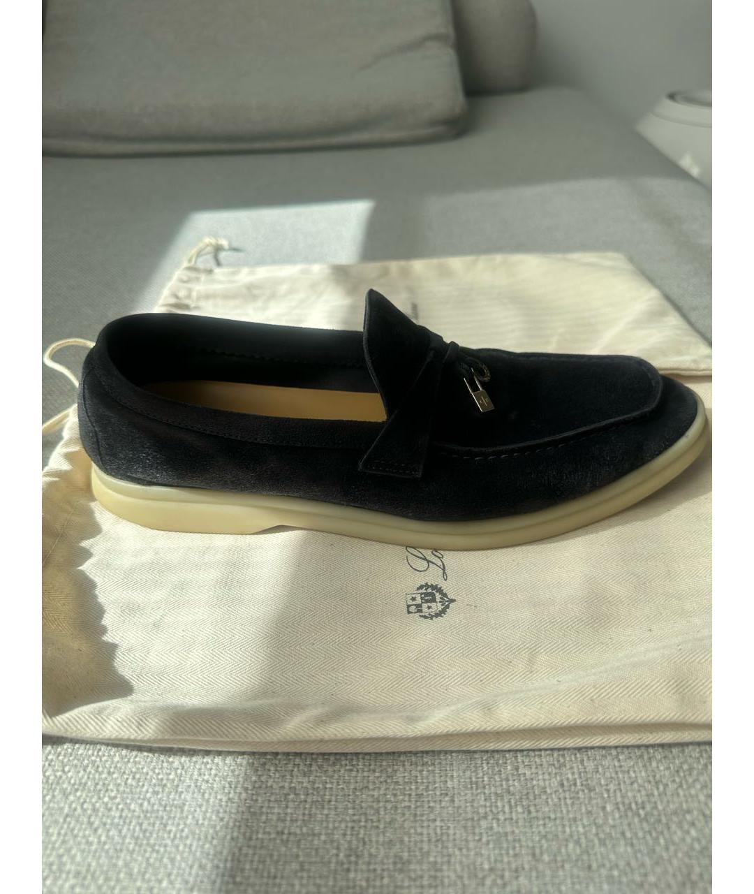 LORO PIANA Темно-синие замшевые лоферы, фото 6