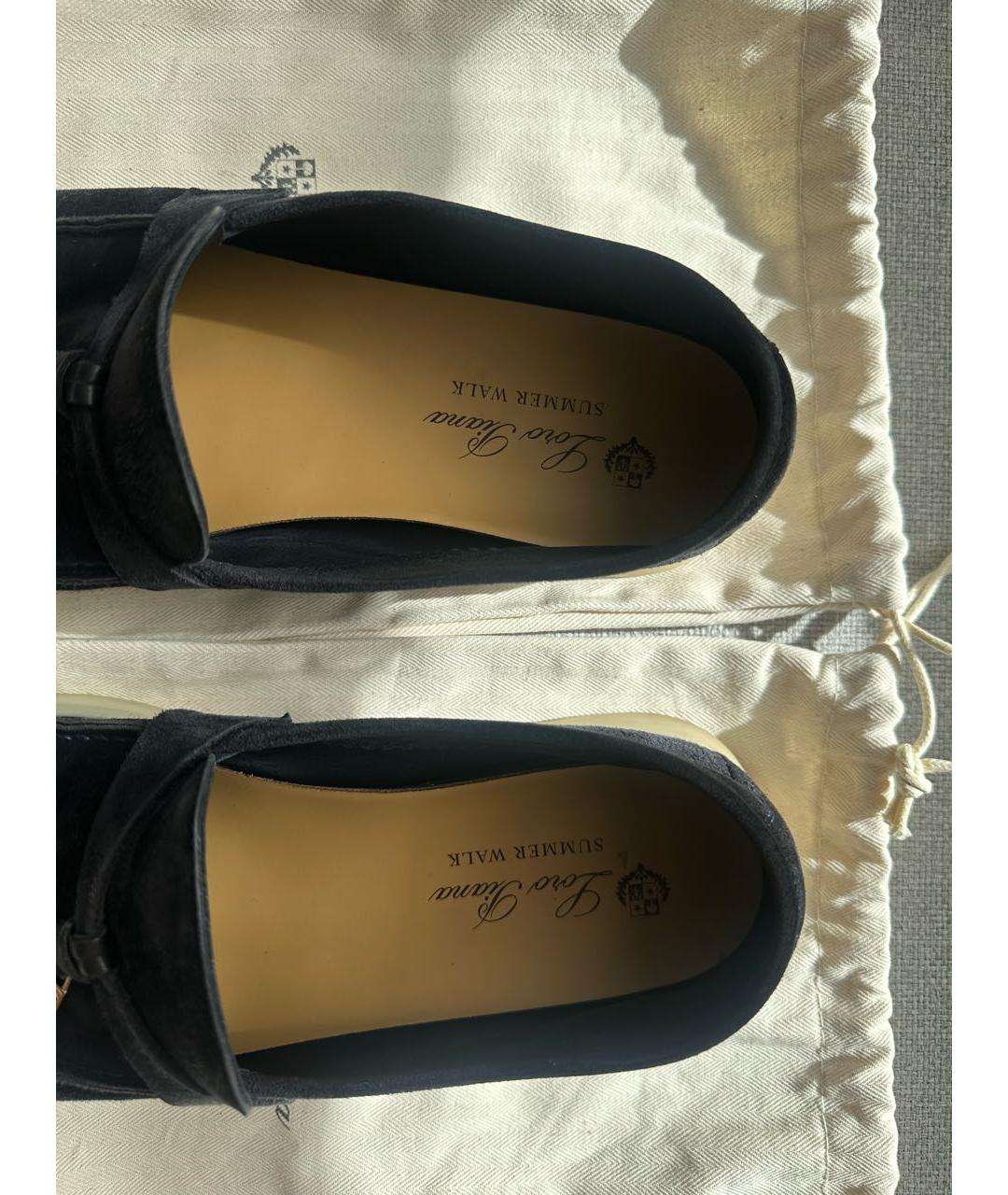 LORO PIANA Темно-синие замшевые лоферы, фото 5