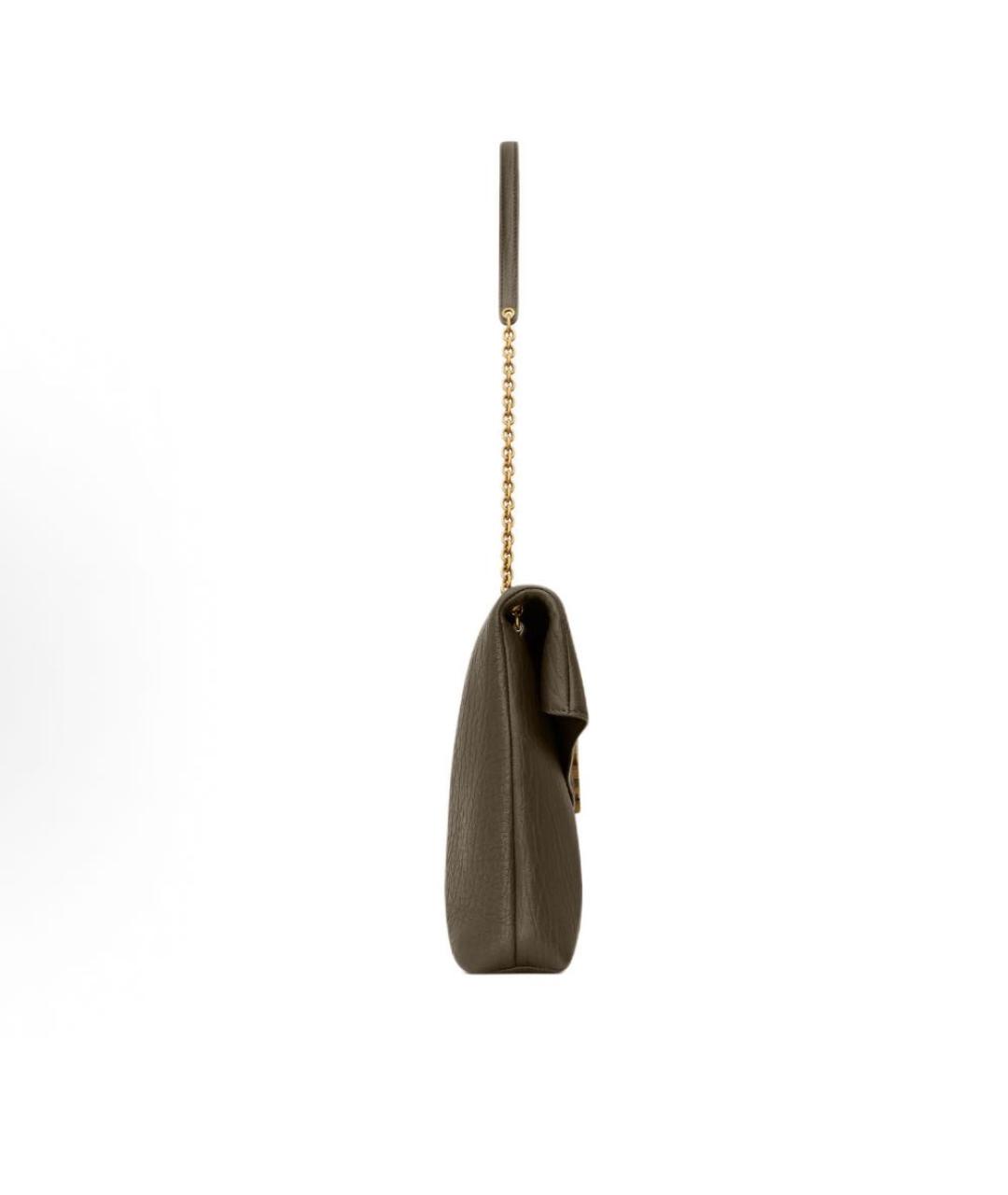 SAINT LAURENT Хаки кожаная сумка через плечо, фото 2