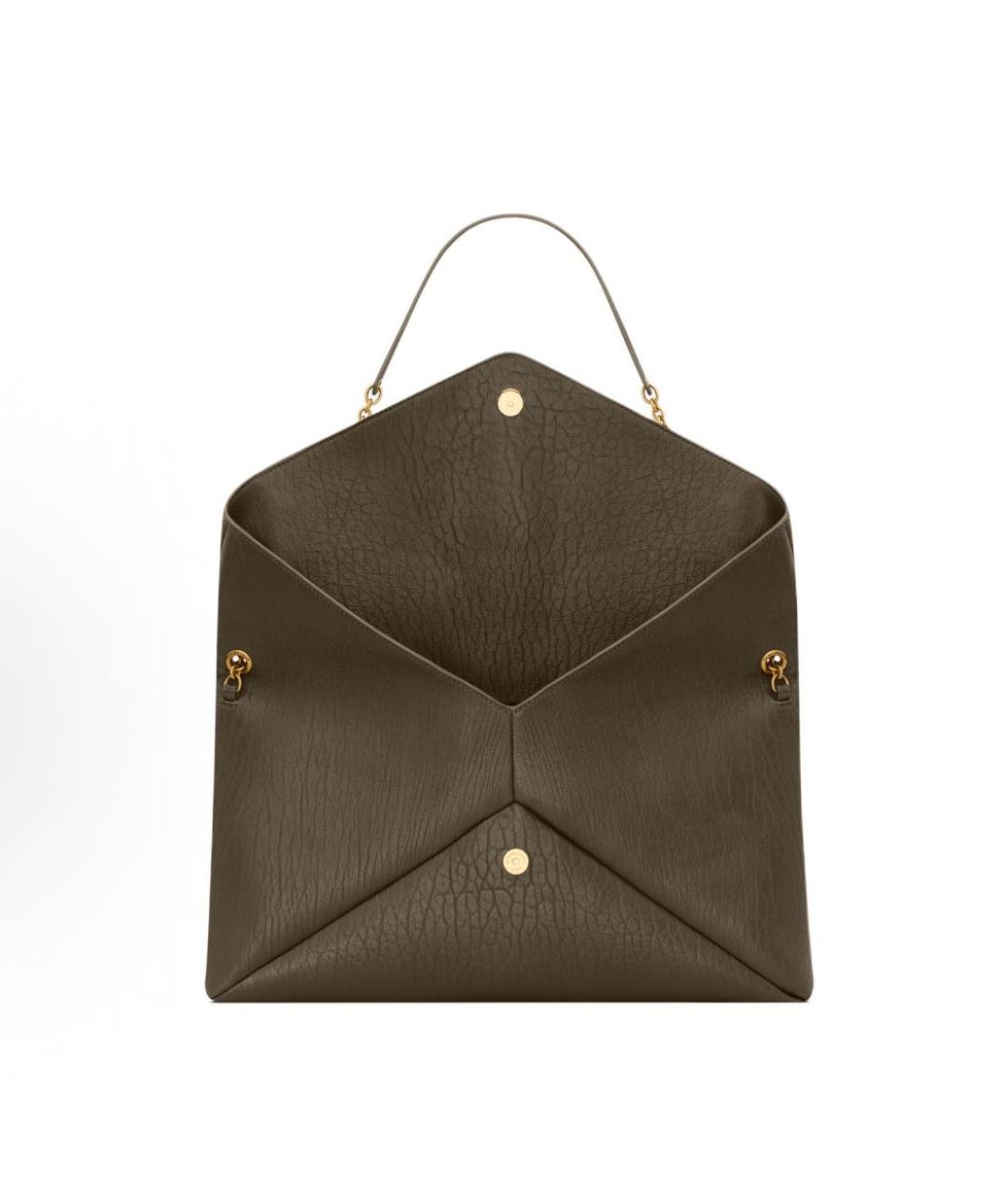 SAINT LAURENT Хаки кожаная сумка через плечо, фото 4