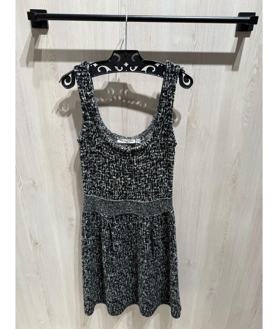 CHRISTIAN DIOR Серое шерстяное повседневное платье, фото 5