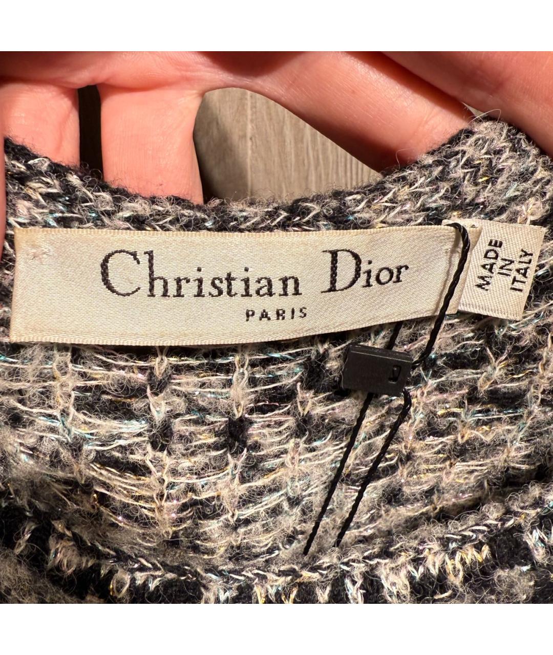 CHRISTIAN DIOR Серое шерстяное повседневное платье, фото 3