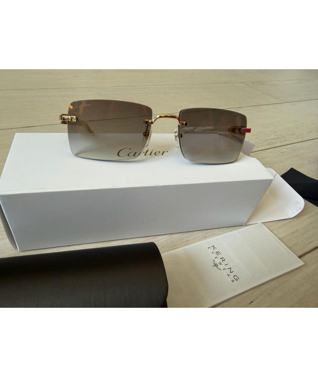 CARTIER Золотые металлические солнцезащитные очки, фото 7