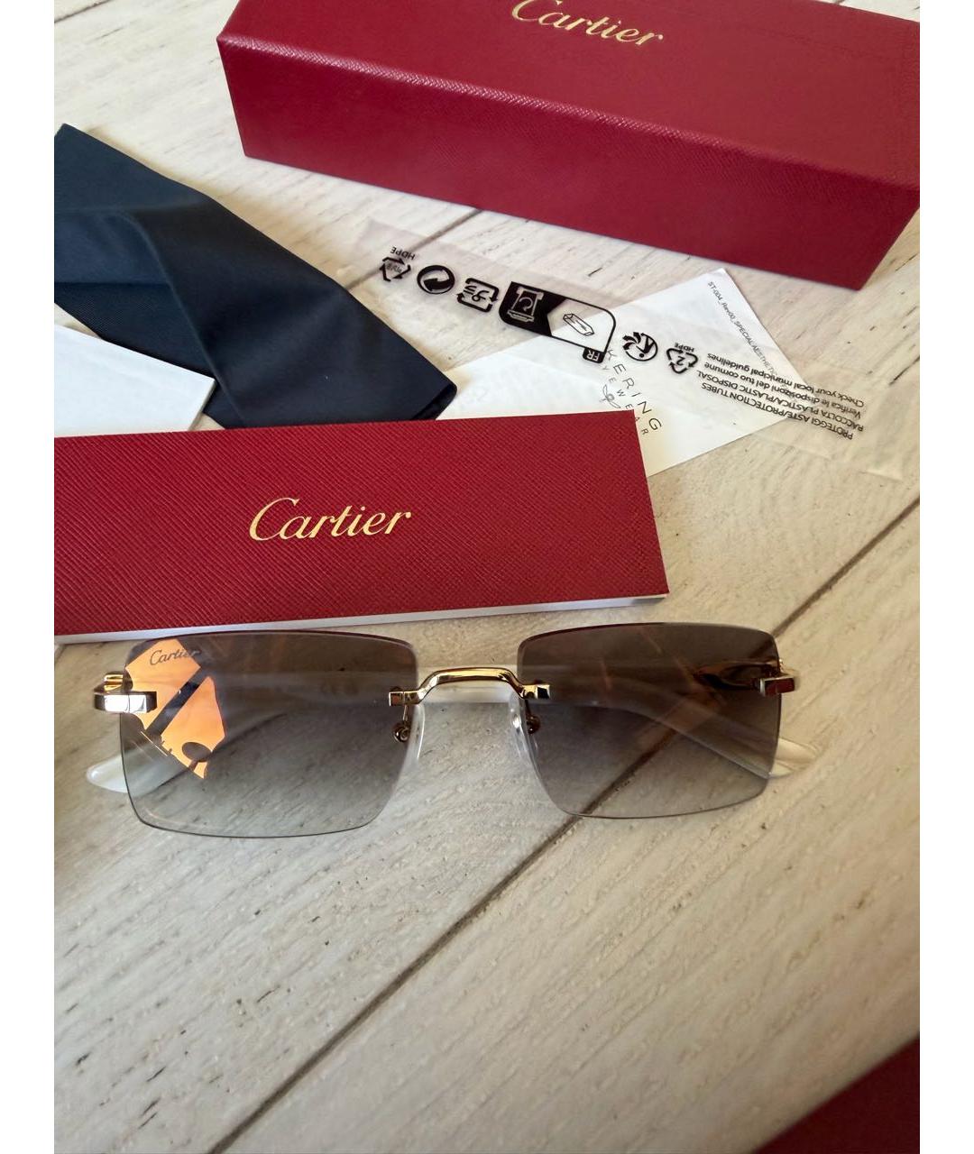 CARTIER Золотые металлические солнцезащитные очки, фото 2