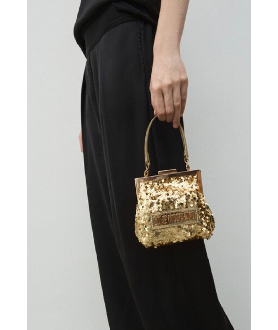 LOVE MOSCHINO Золотая сумка через плечо, фото 4