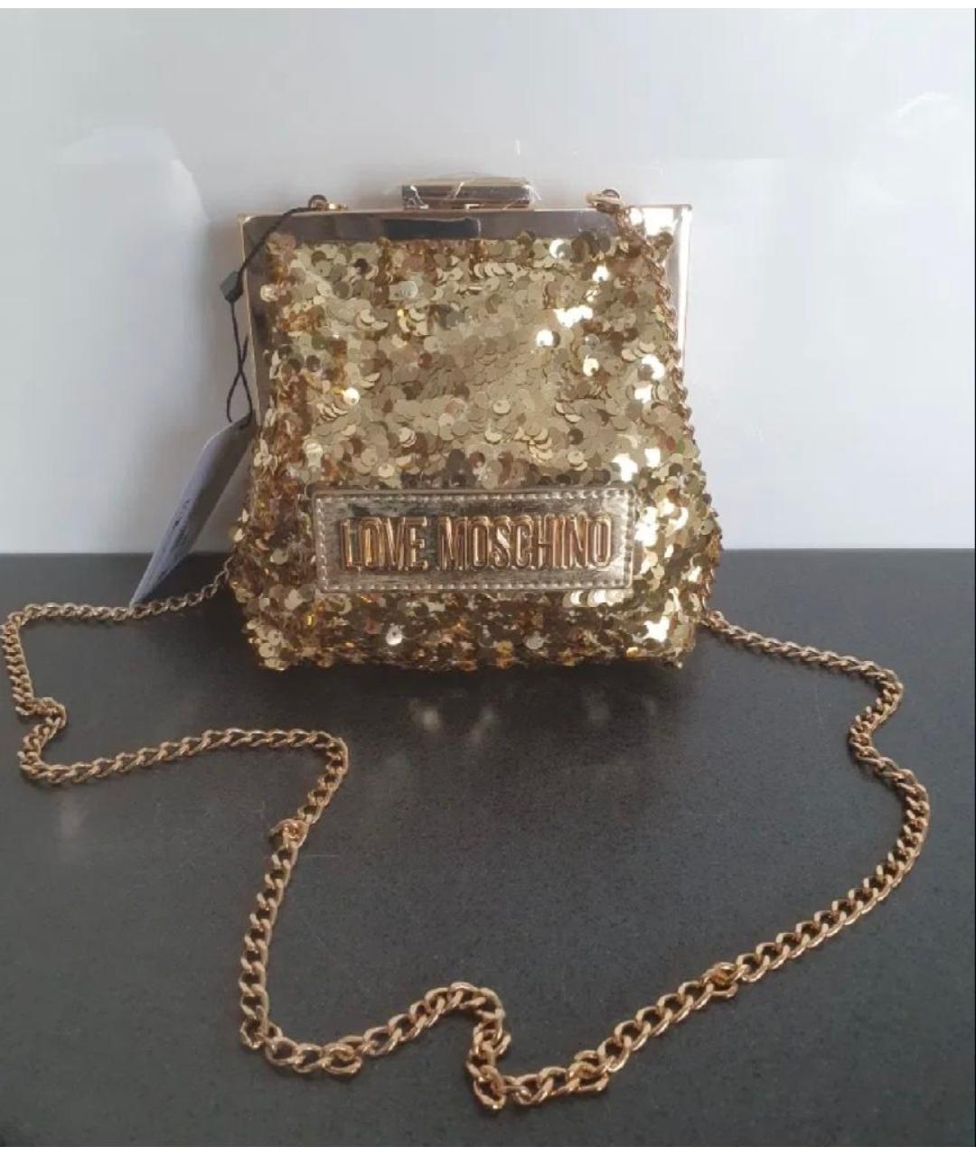 LOVE MOSCHINO Золотая сумка через плечо, фото 5