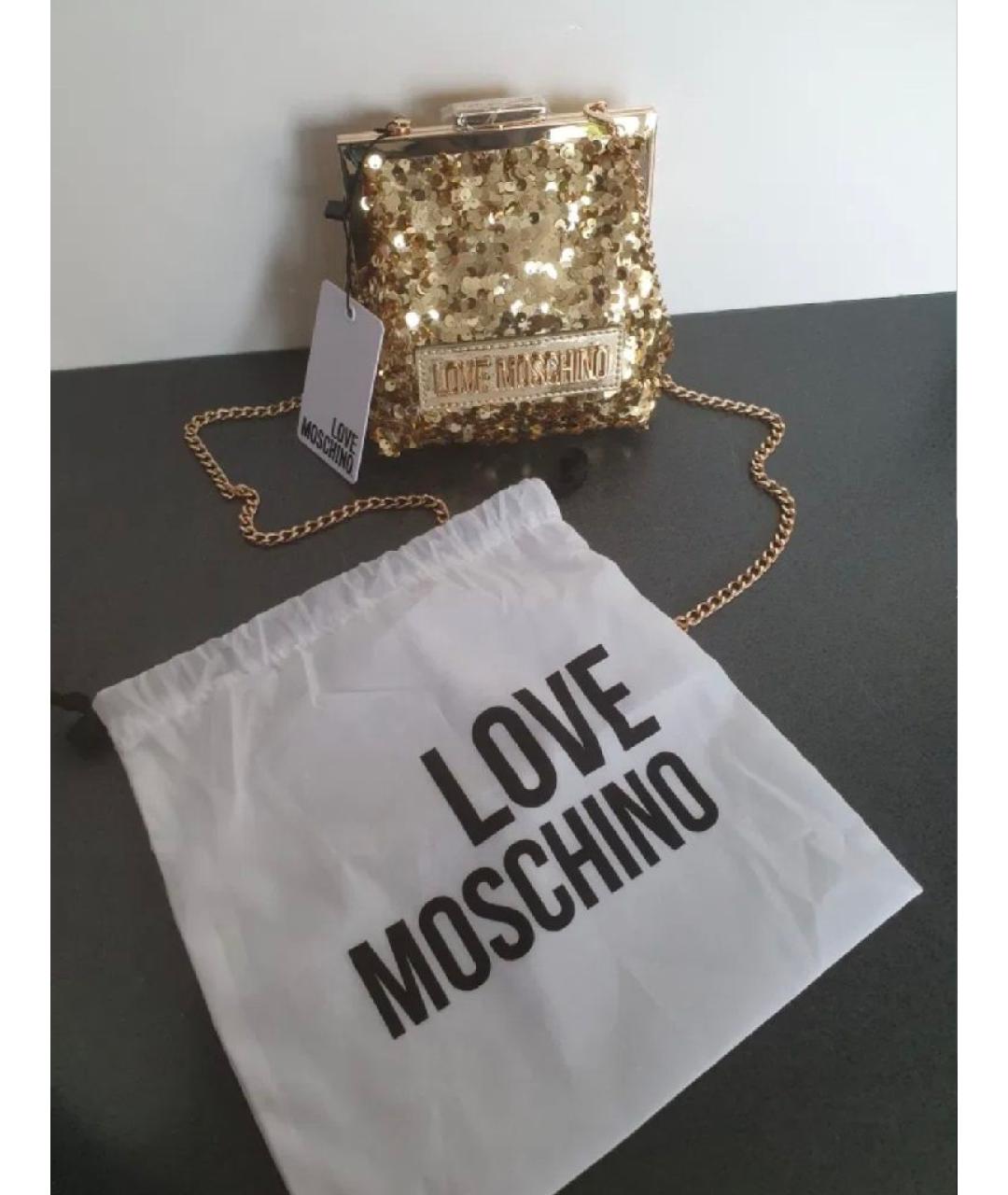 LOVE MOSCHINO Золотая сумка через плечо, фото 7