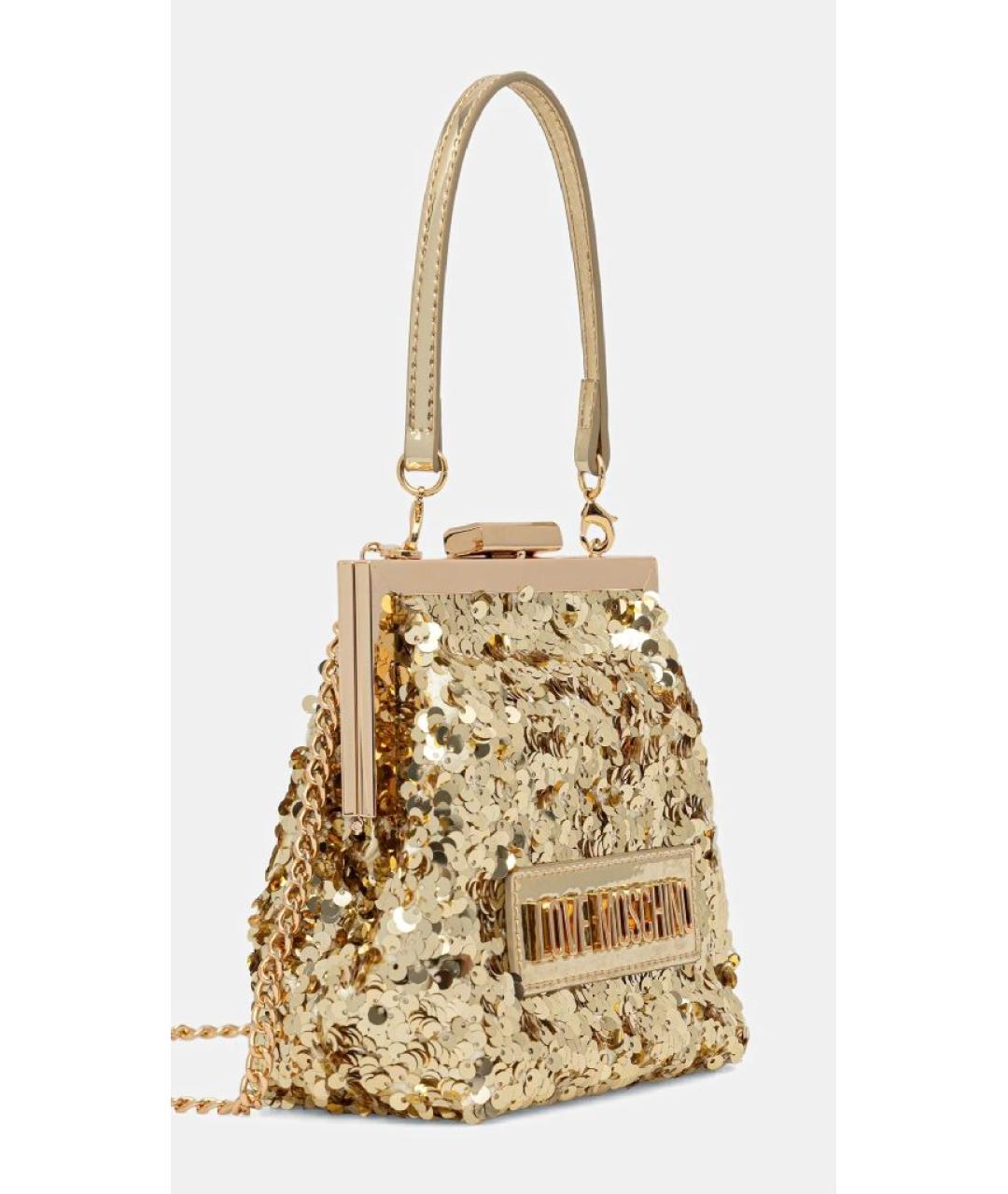 LOVE MOSCHINO Золотая сумка через плечо, фото 2