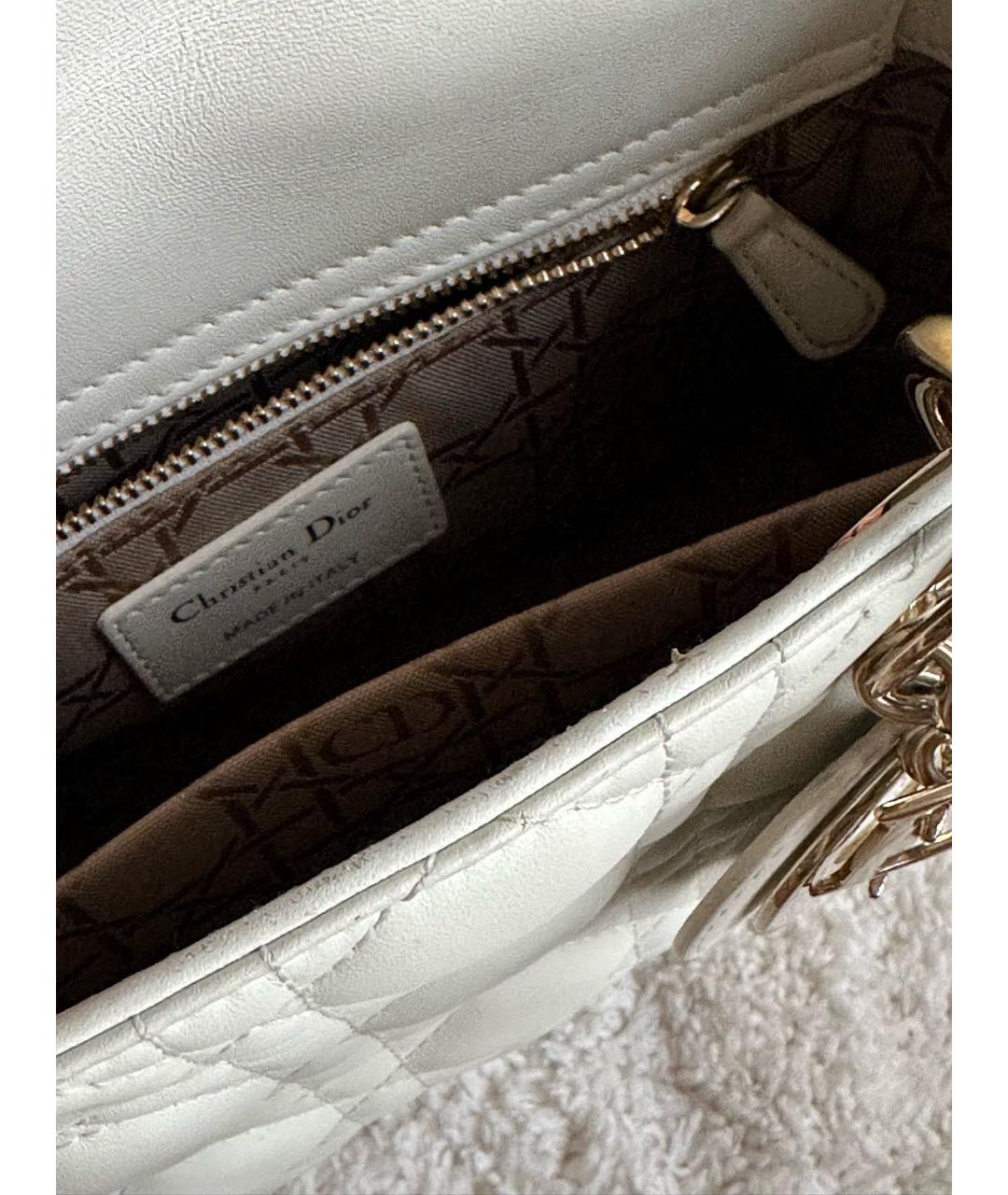 CHRISTIAN DIOR Белая кожаная сумка с короткими ручками, фото 6