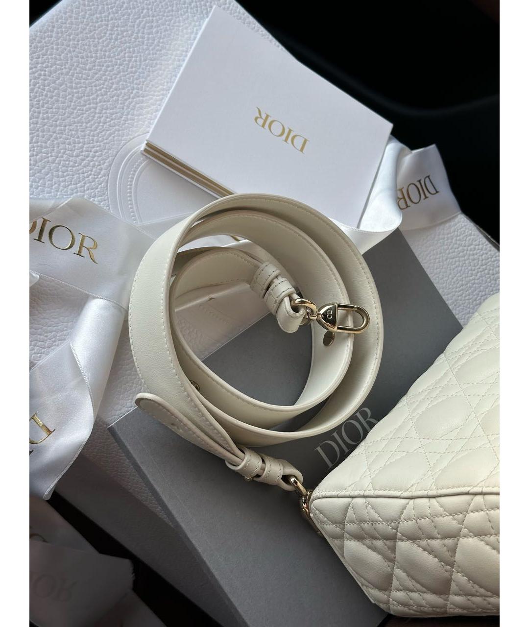 CHRISTIAN DIOR Белая кожаная сумка с короткими ручками, фото 4