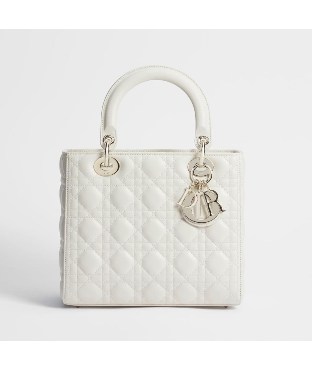 CHRISTIAN DIOR Белая кожаная сумка с короткими ручками, фото 7